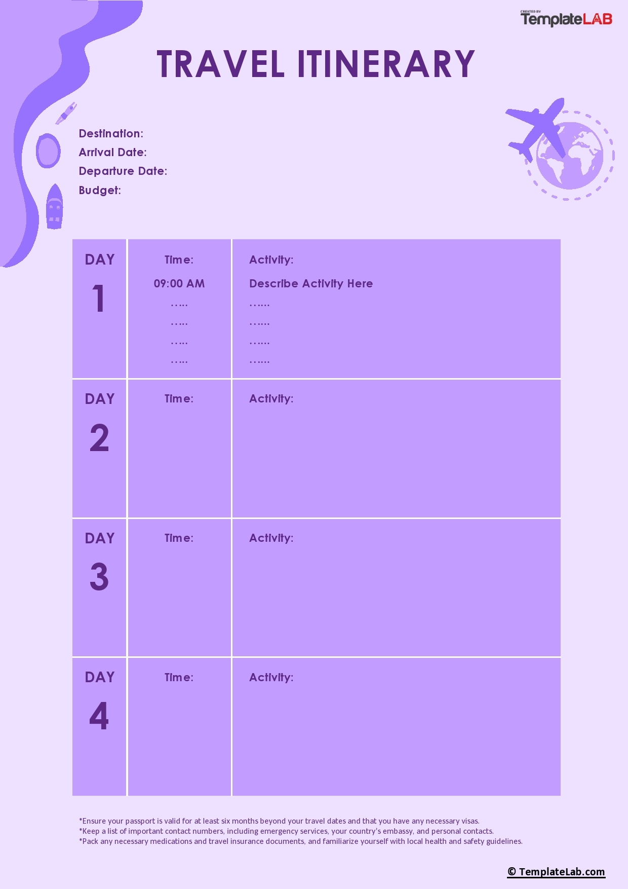 16 Best Travel Itinerary Templates Word Excel PDF 