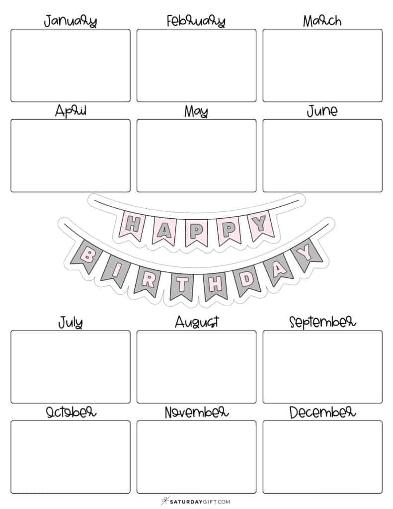 26 Cute Free Printable Birthday Calendar Templates SaturdayGift