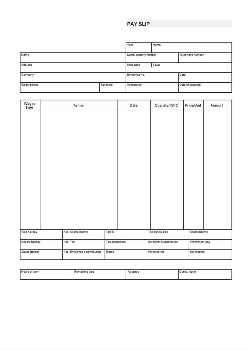 Free Blank Check Stub Templates Printables
