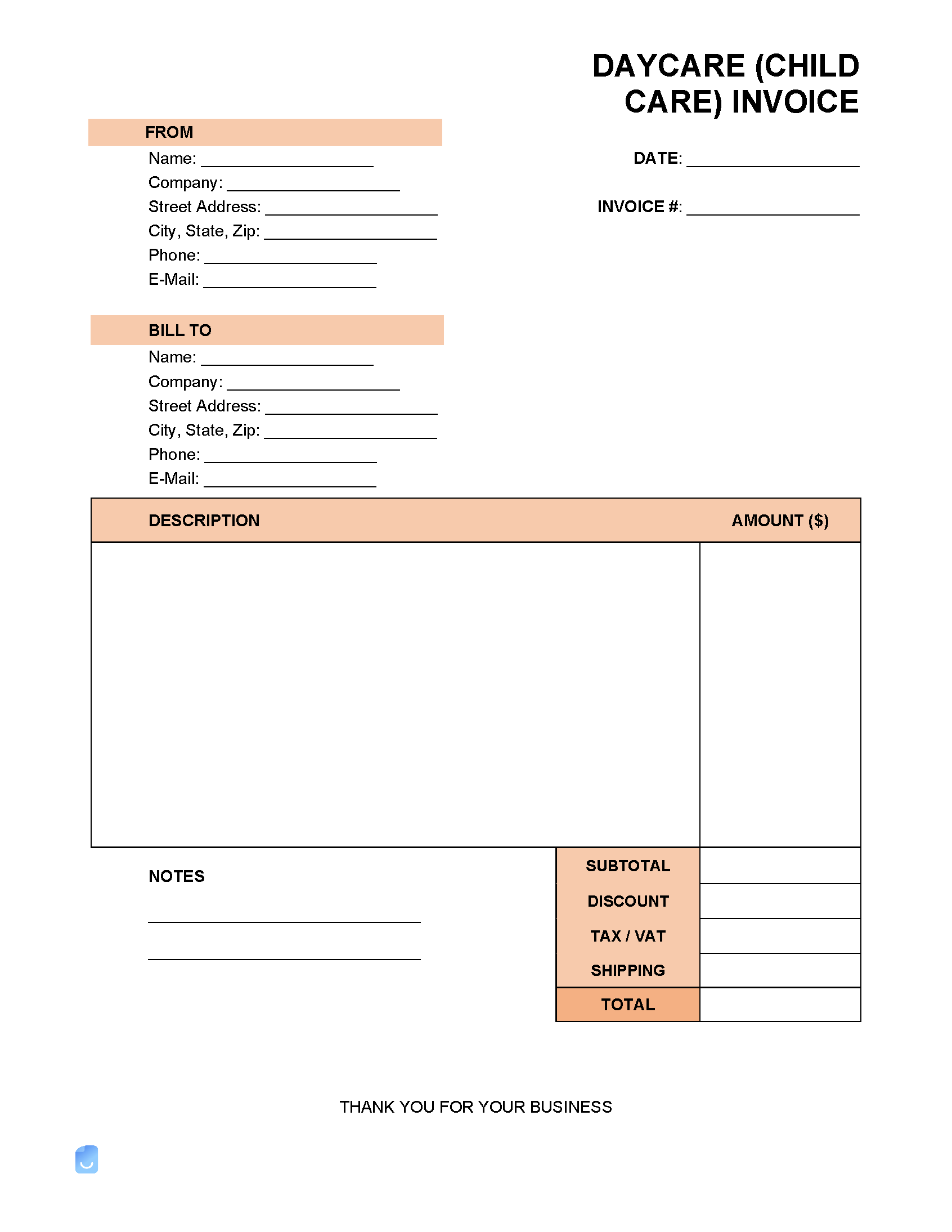 Babysitting Invoice Templates Free Printable