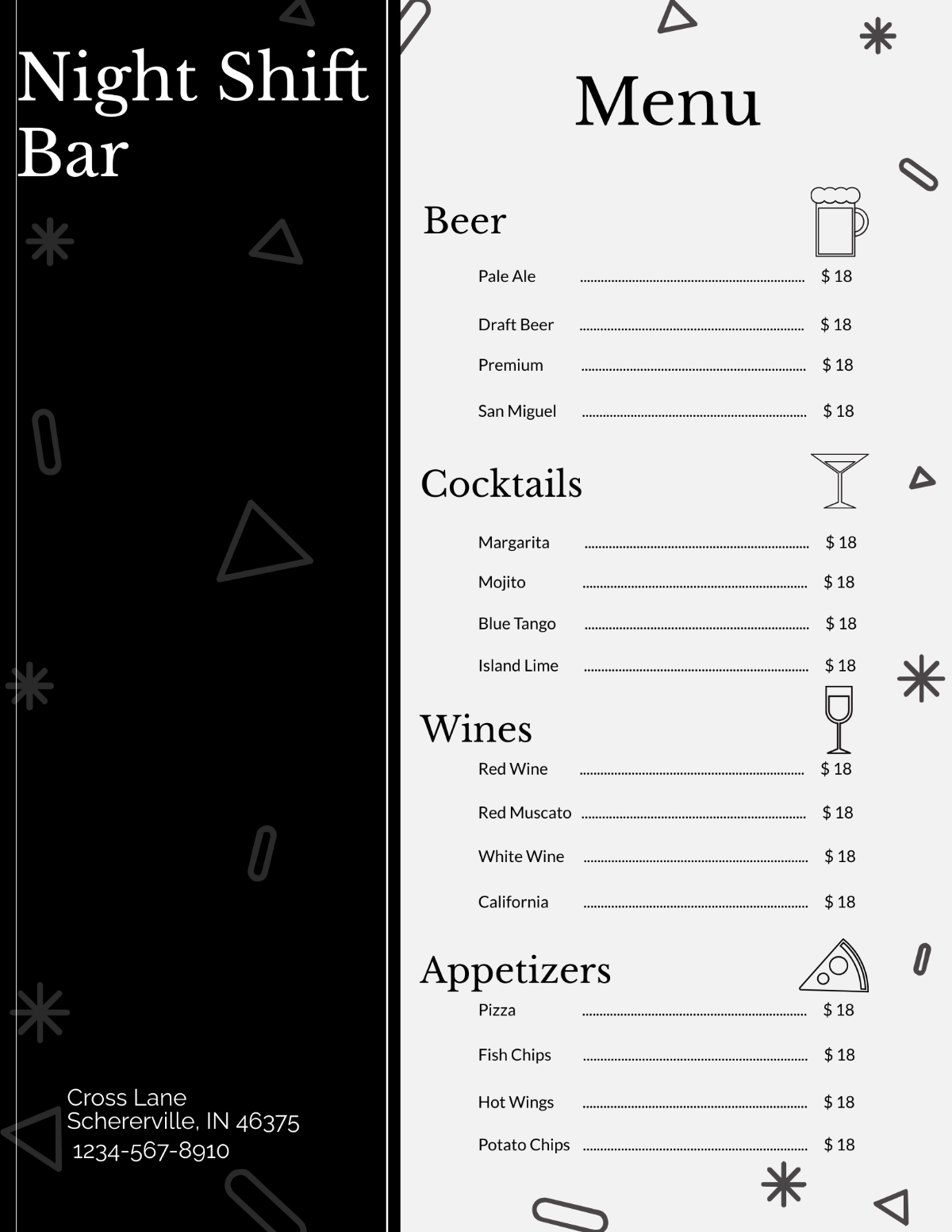 Free Printable Bar Menu Templates