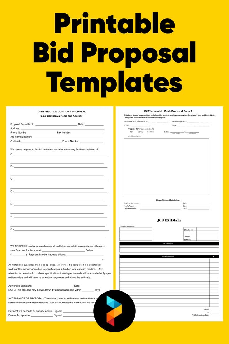 Free Printable Bid Proposal Templates