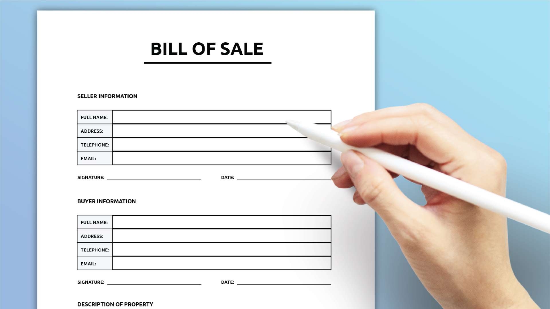 Free Printable Bill Of Sale Templates