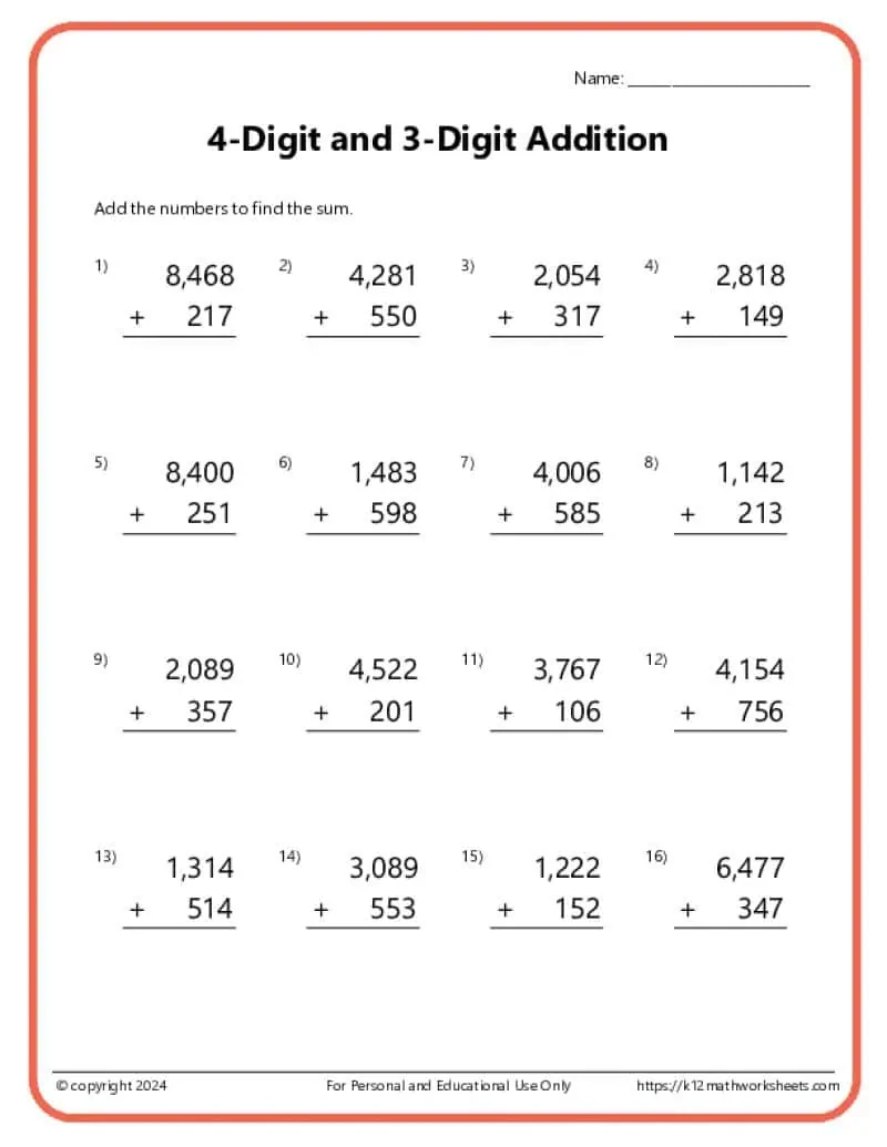 Printable Math Worksheets 3Rd Grade