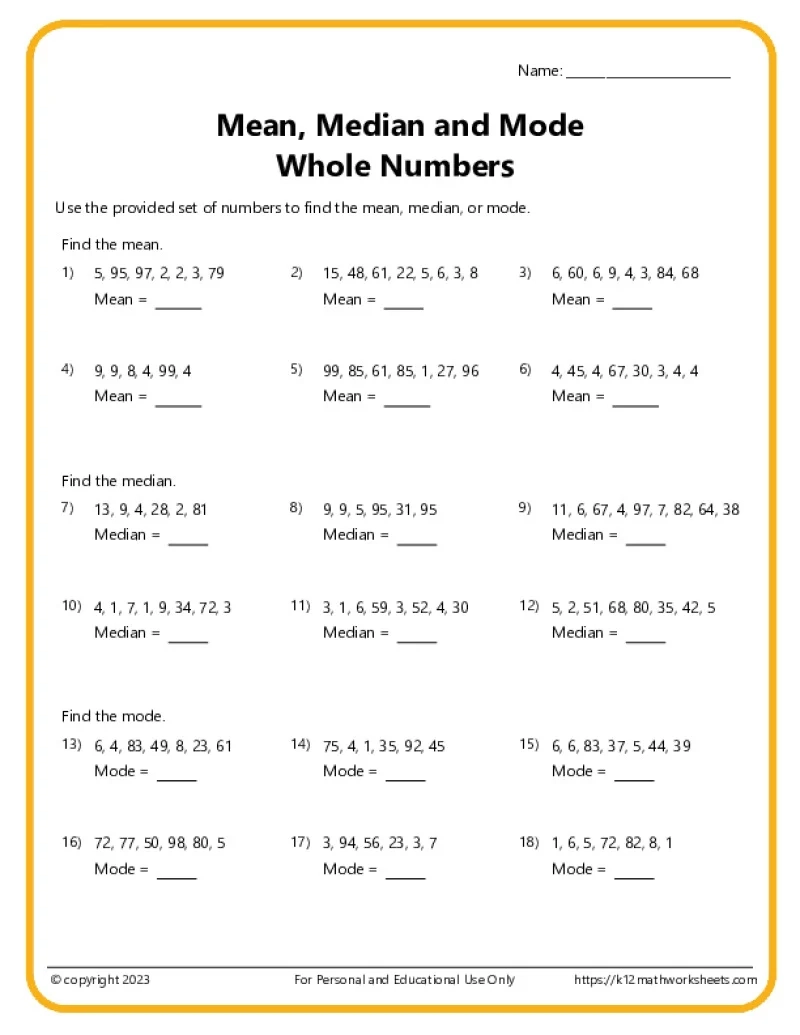 6Th Grade Math Worksheets Printable
