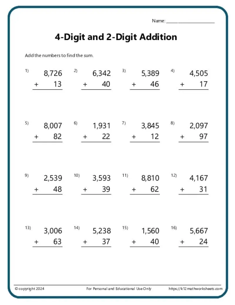Adding And Subtracting Worksheets Printable
