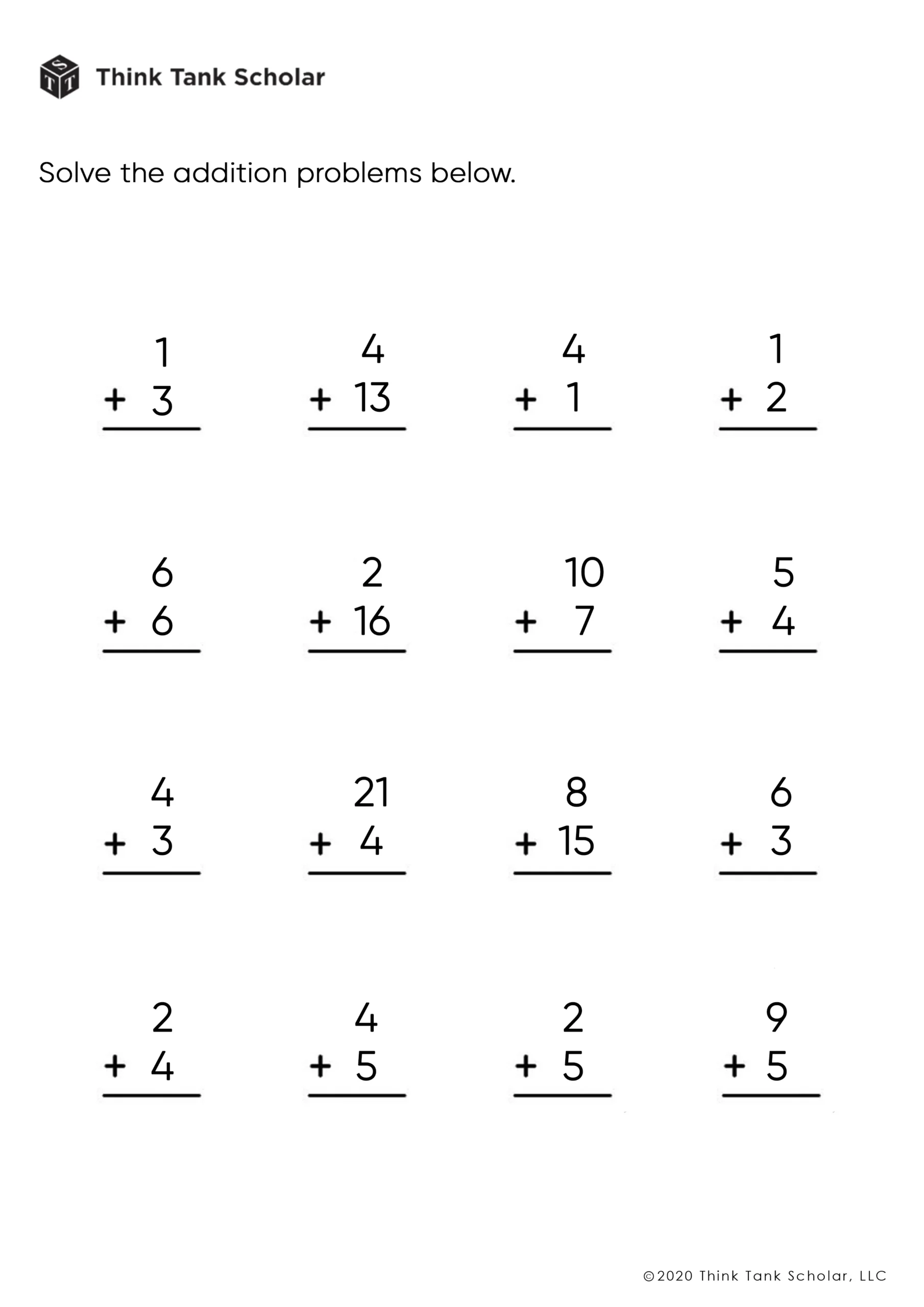 Addition Subtraction Combined Worksheets Printable PDF FREE Think Tank Scholar
