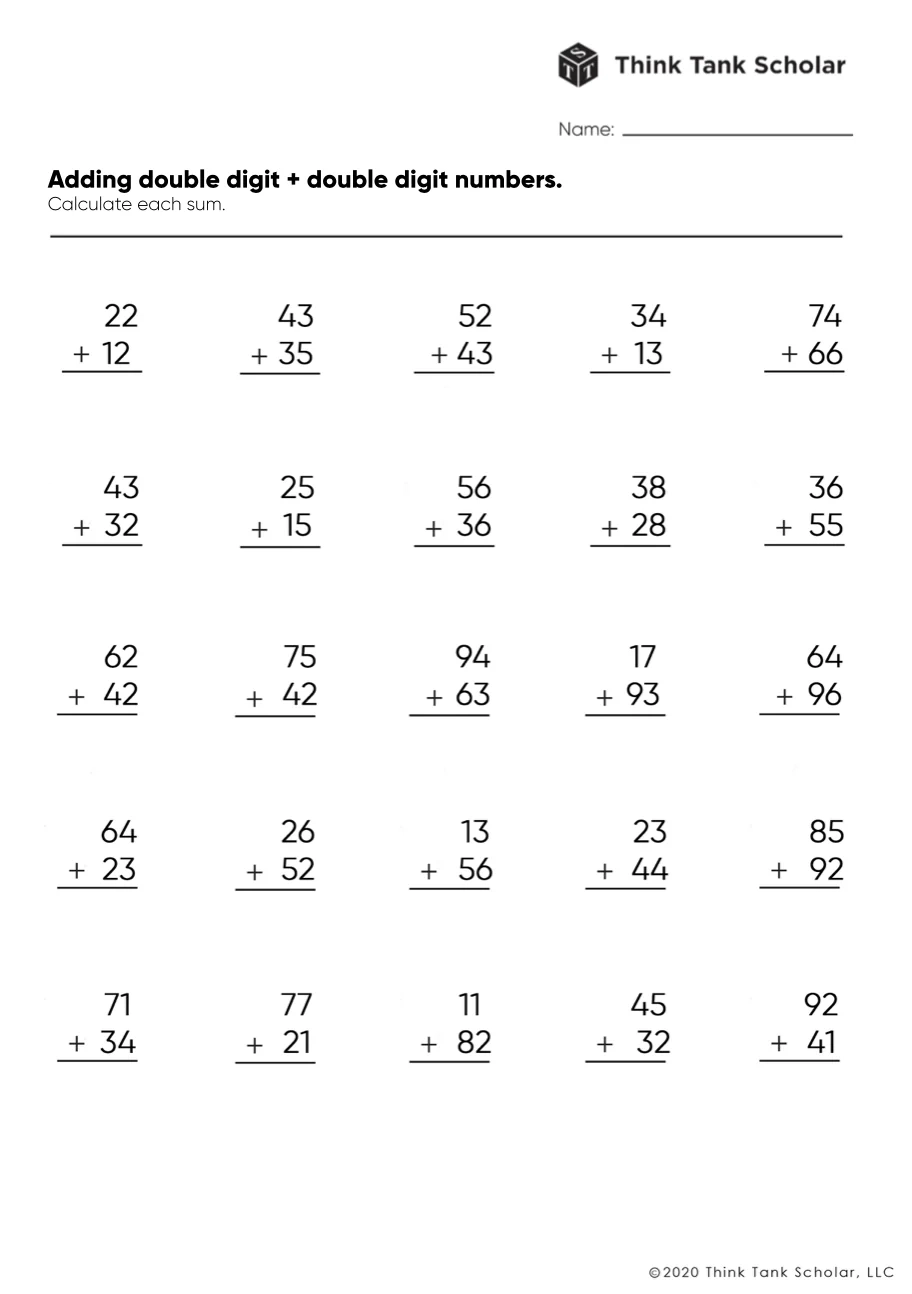 Basic Addition Worksheets Free Printable
