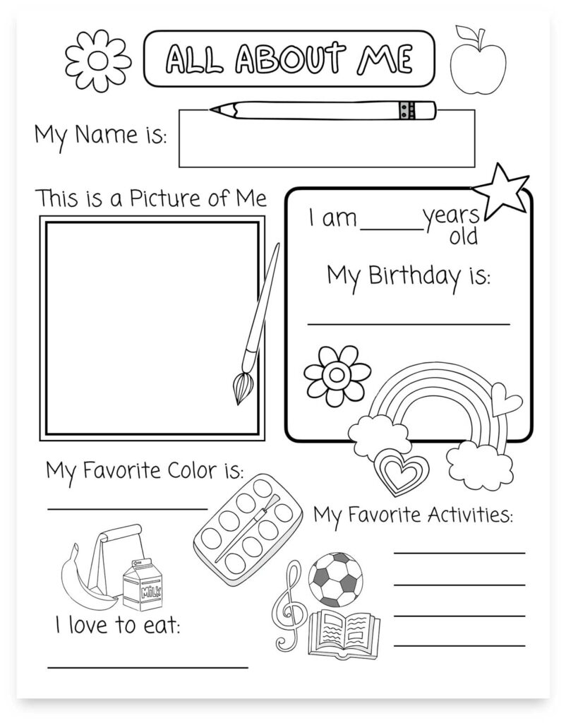 All About Me Worksheet Printable Free