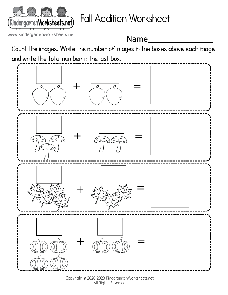 Printable Addition Worksheets For Kindergarten