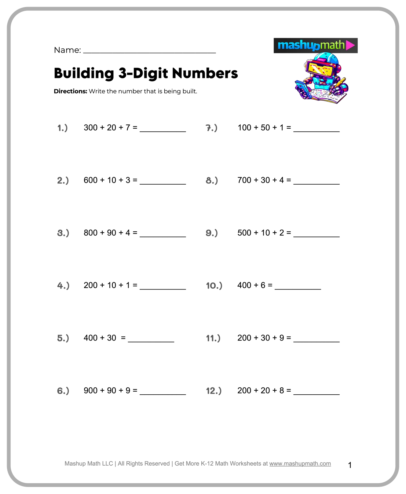 4Th Grade Math Worksheets Printable