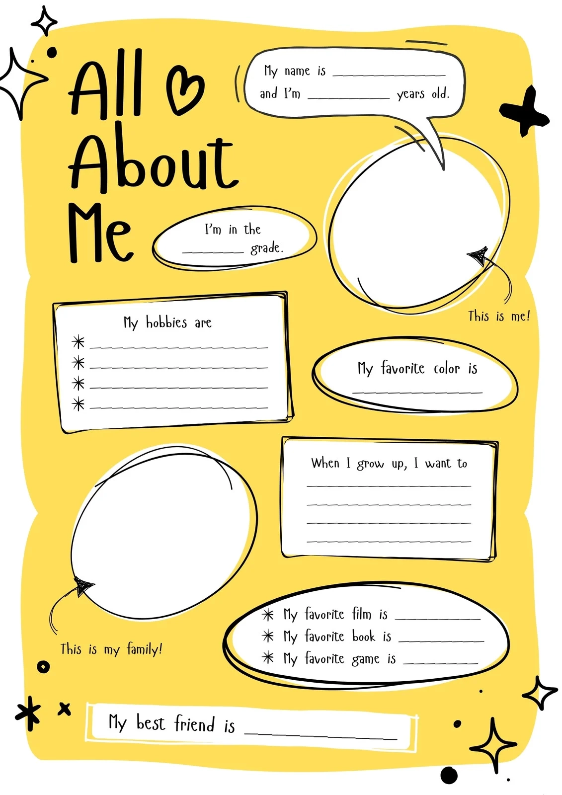 Free All About Me Printable Worksheets