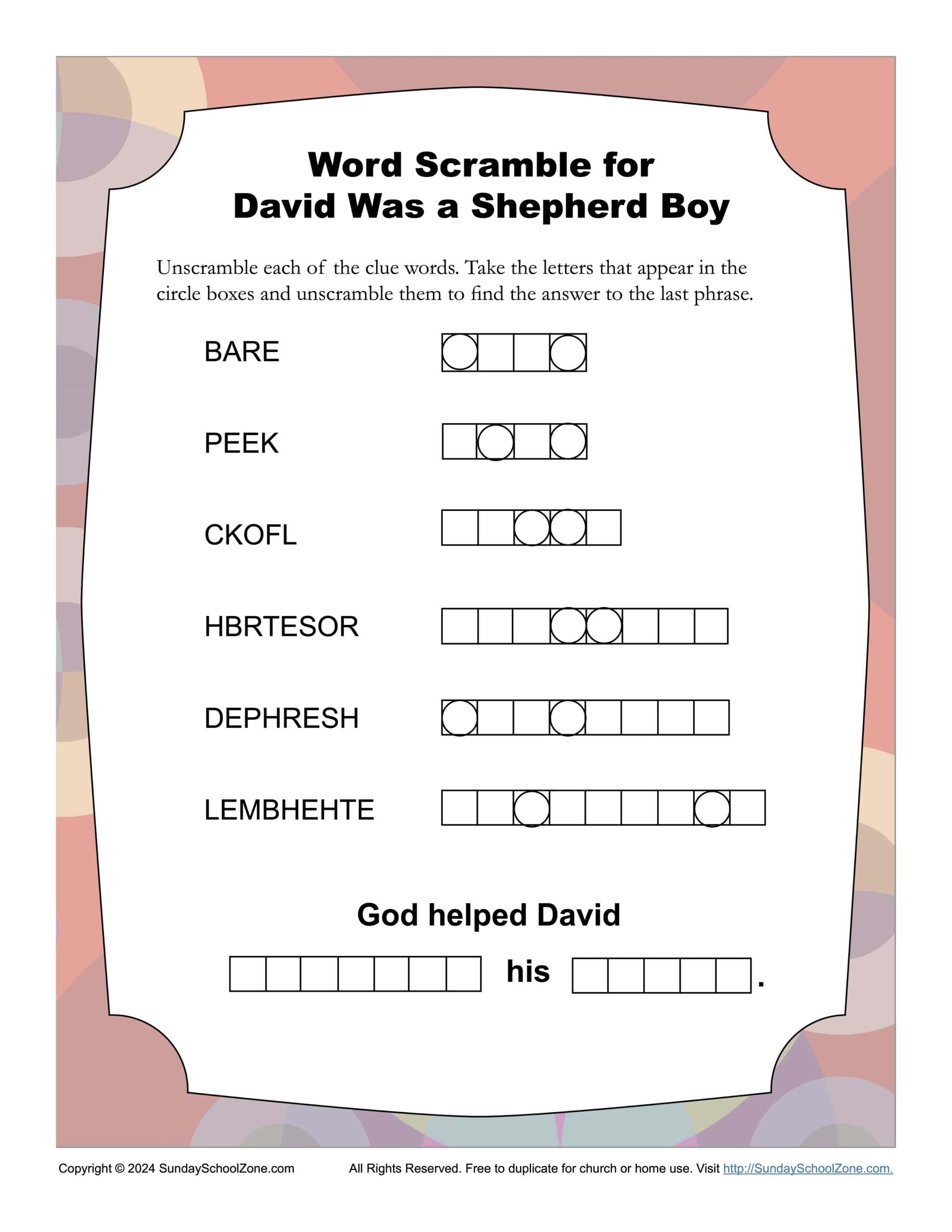 Free Printable Bible Activity Worksheets
