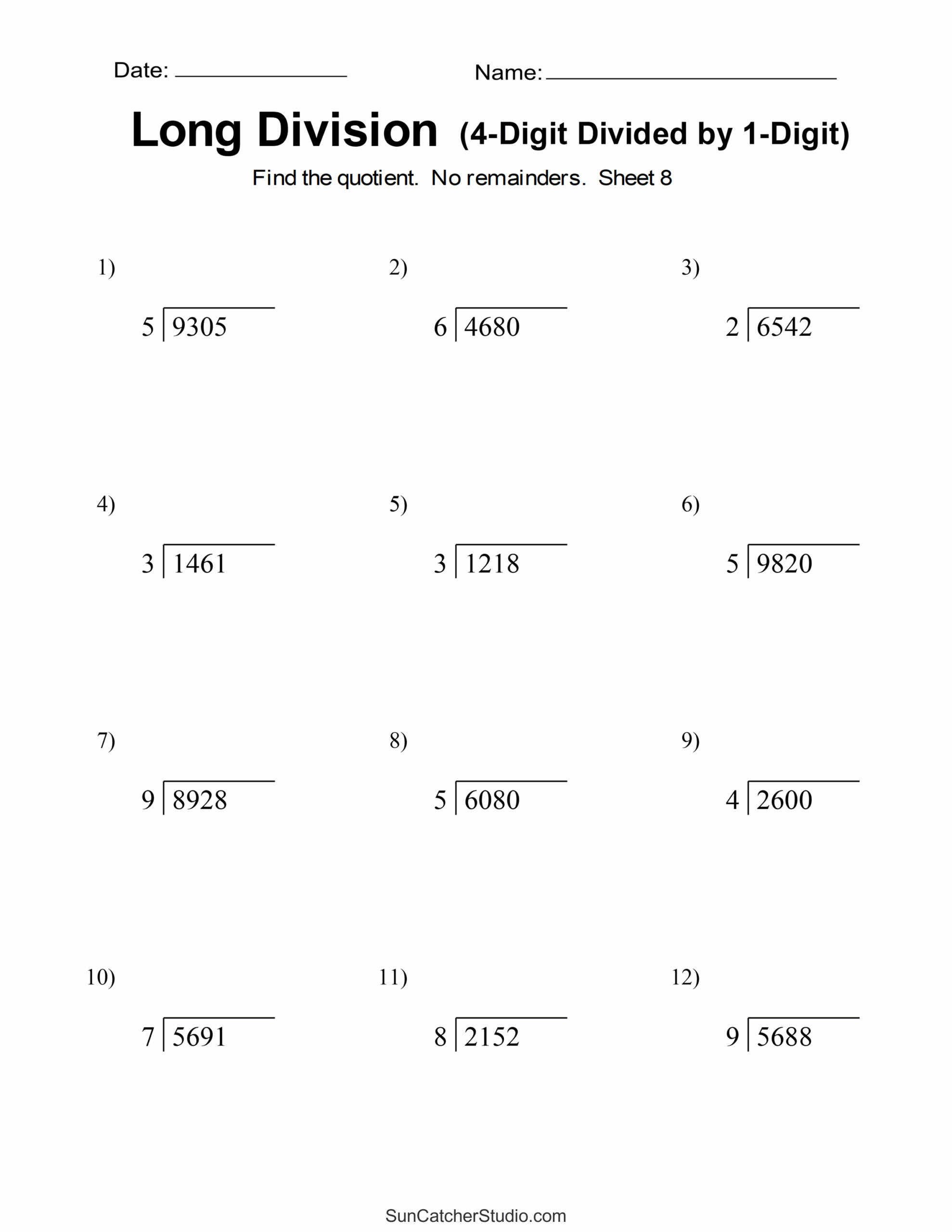 Free Printable Long Division Worksheets Free Printable Long Division Worksheets