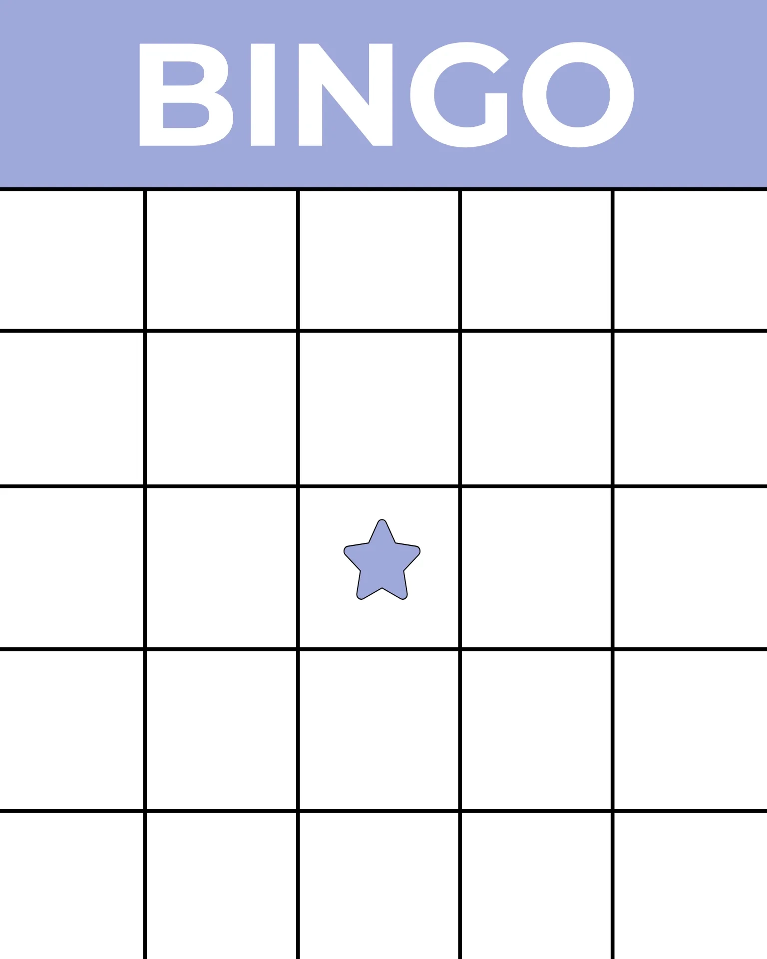 Bingo Card Templates Printable Free