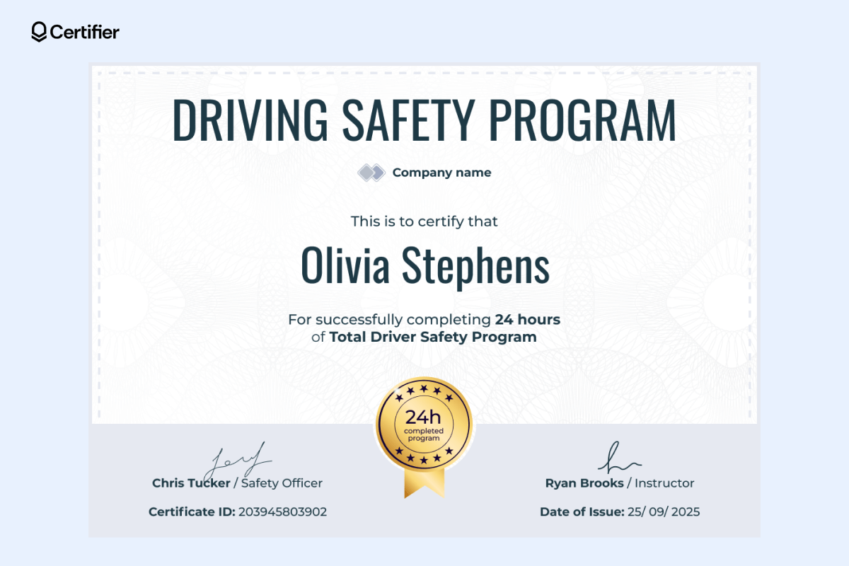 15 Printable Defensive Driving Certificate Templates