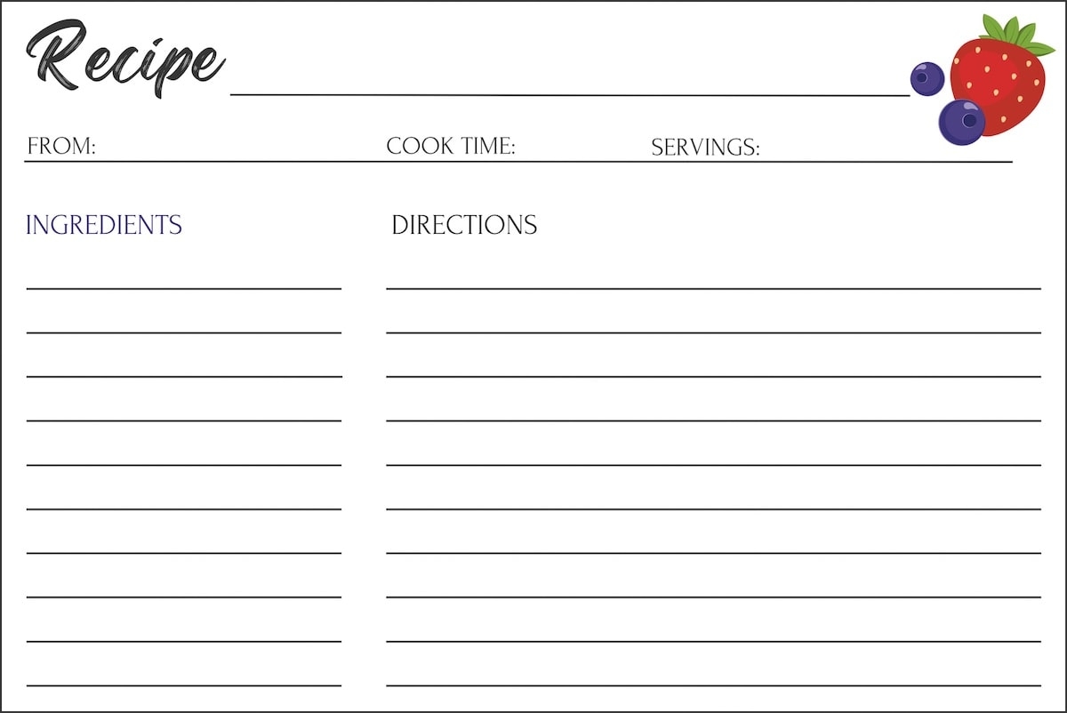 Printable Editable Recipe Card Template