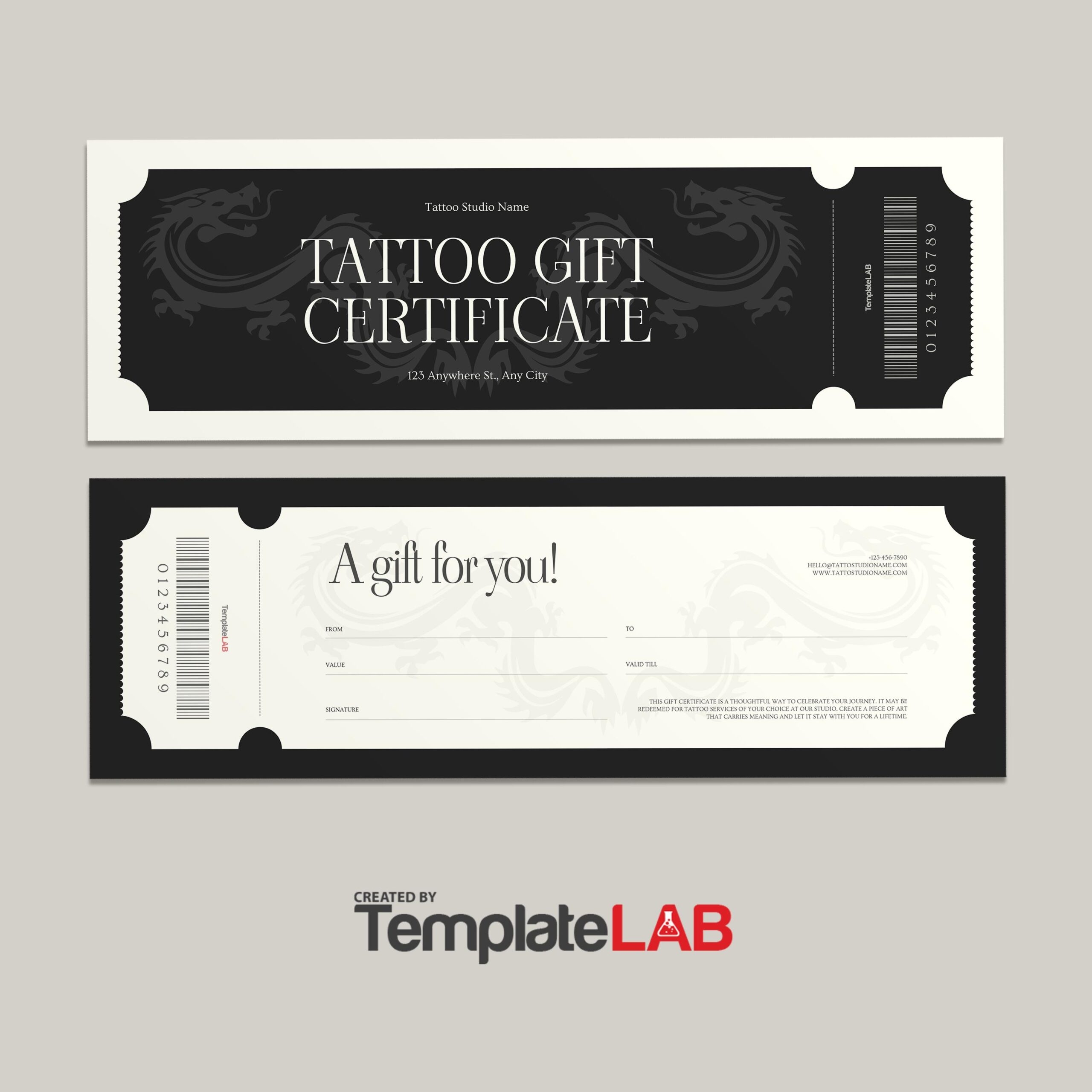 18 Free Tattoo Gift Certificates Templates Vouchers 