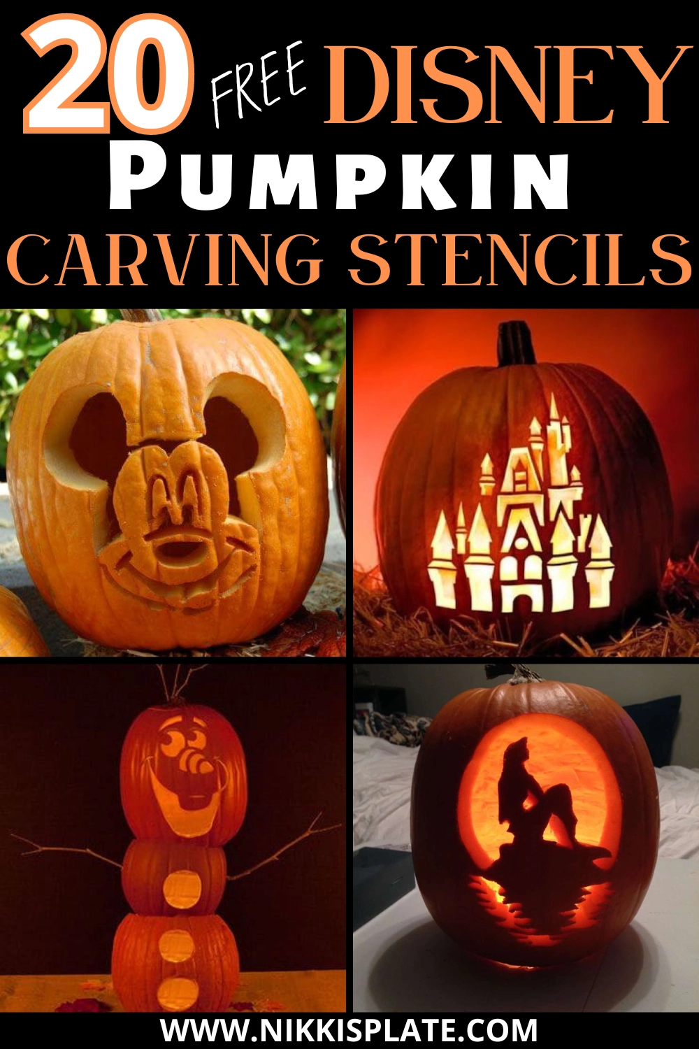 20 FREE Disney Pumpkin Carving Stencils Printables
