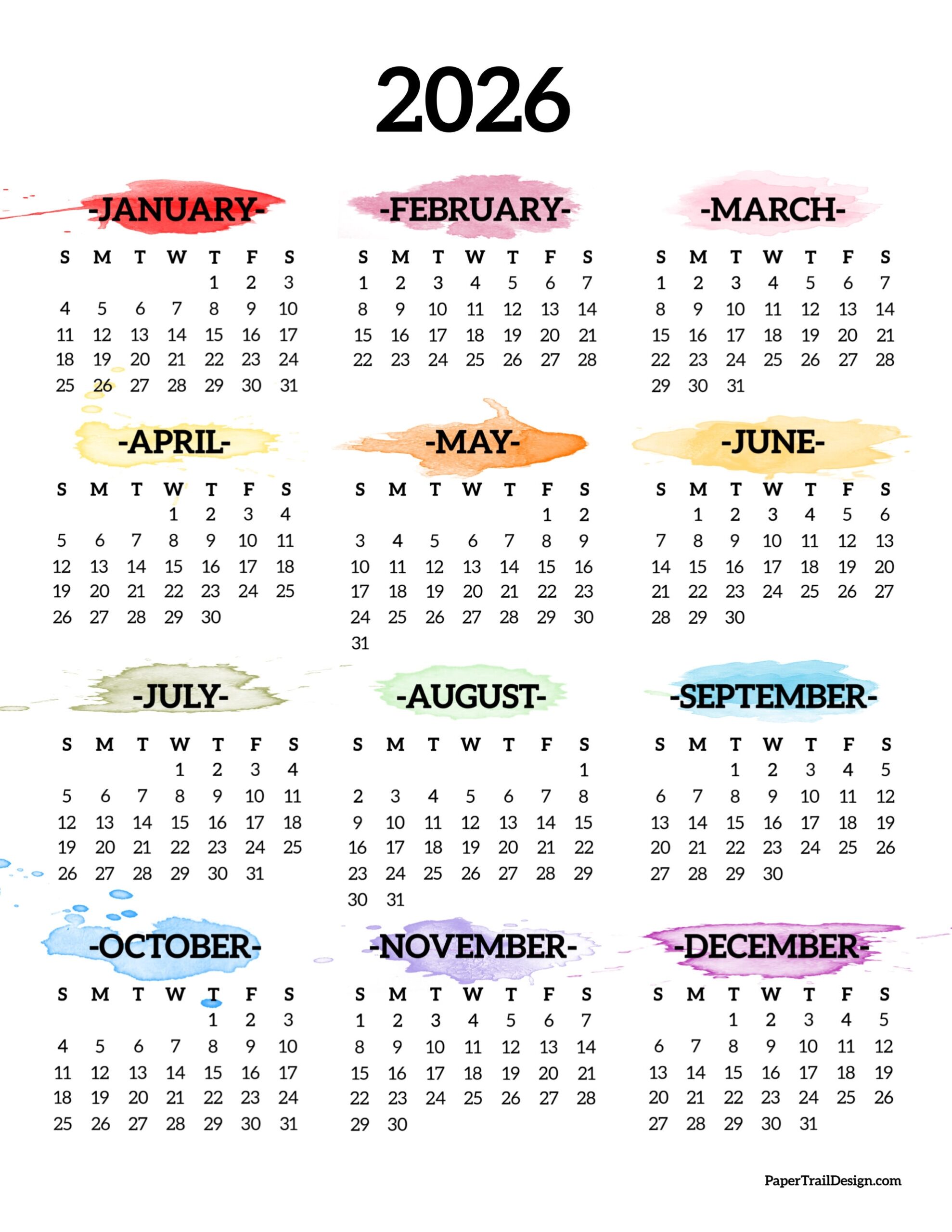 Free Printable 2026 Calendar Template Free Printable 2026 Calendar Template