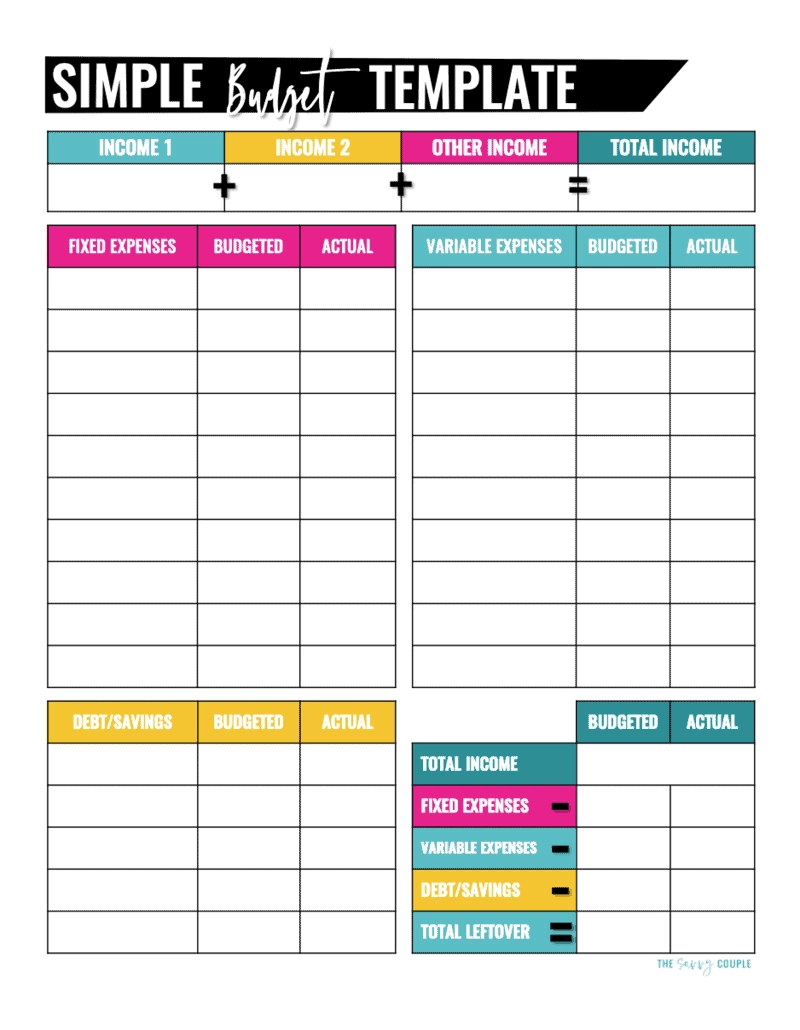 Free Monthly Budget Templates Printable
