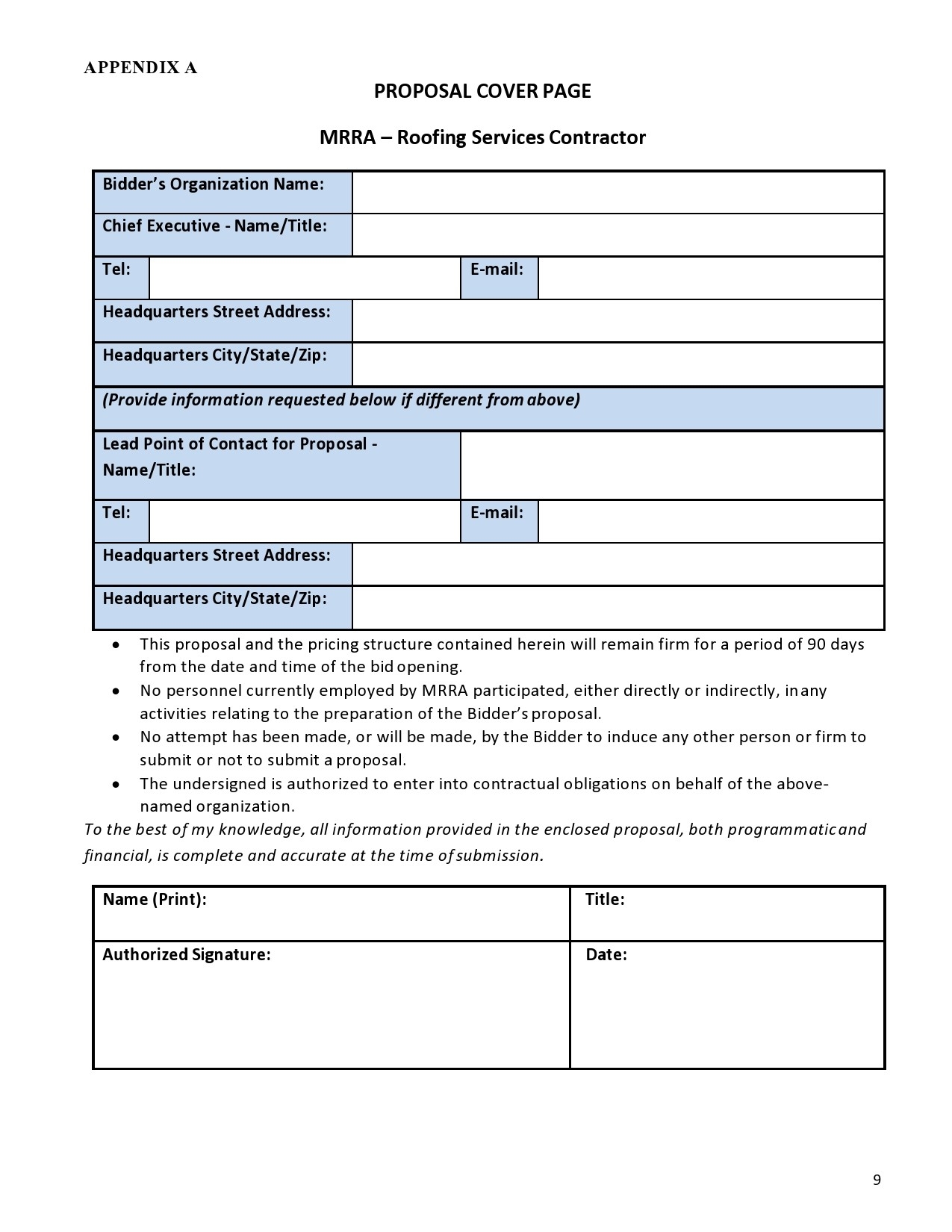 Free Printable Roofing Contract Template