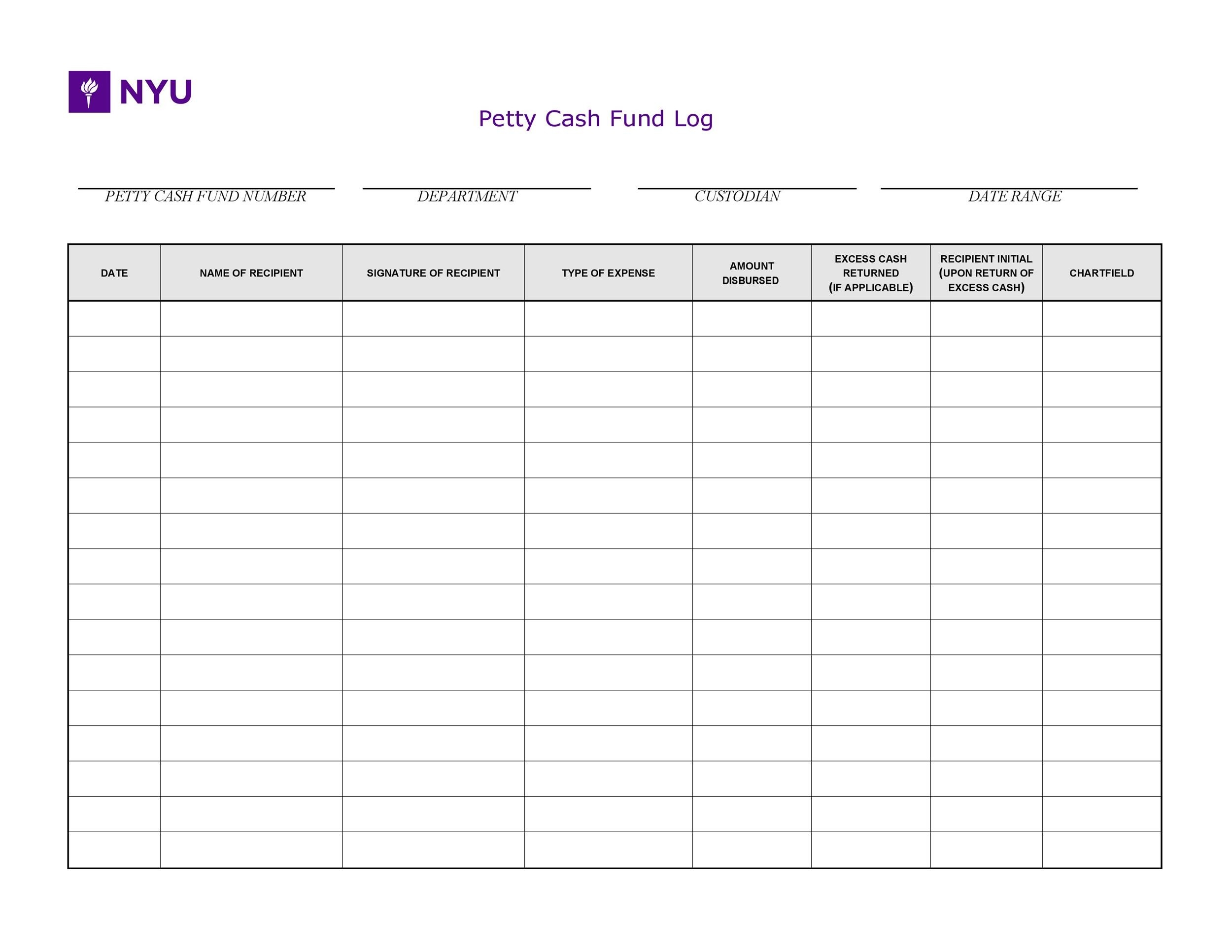 40 Petty Cash Log Templates Forms Excel PDF Word TemplateLab
