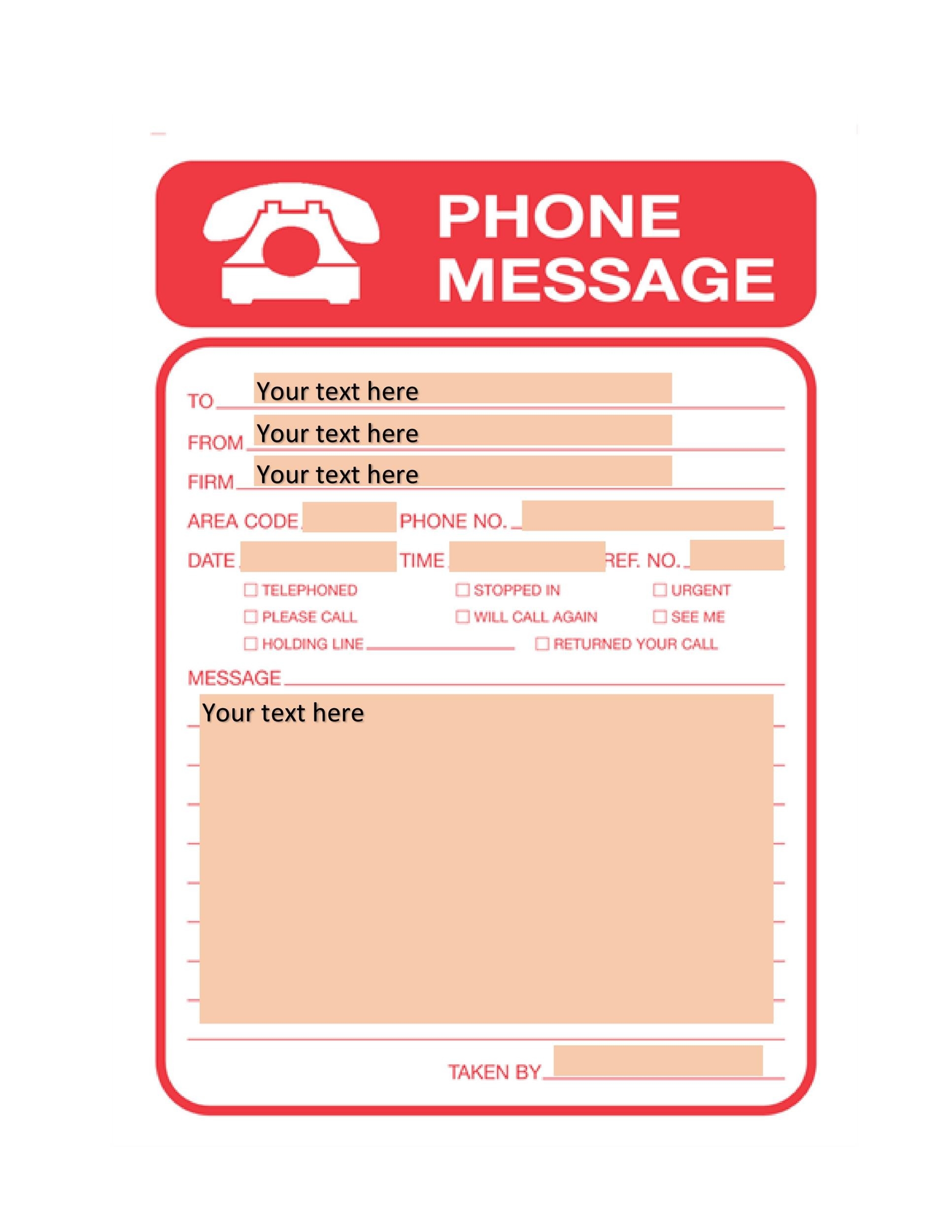 Free Printable Phone Message Template Word Free Printable Phone Message Template Word