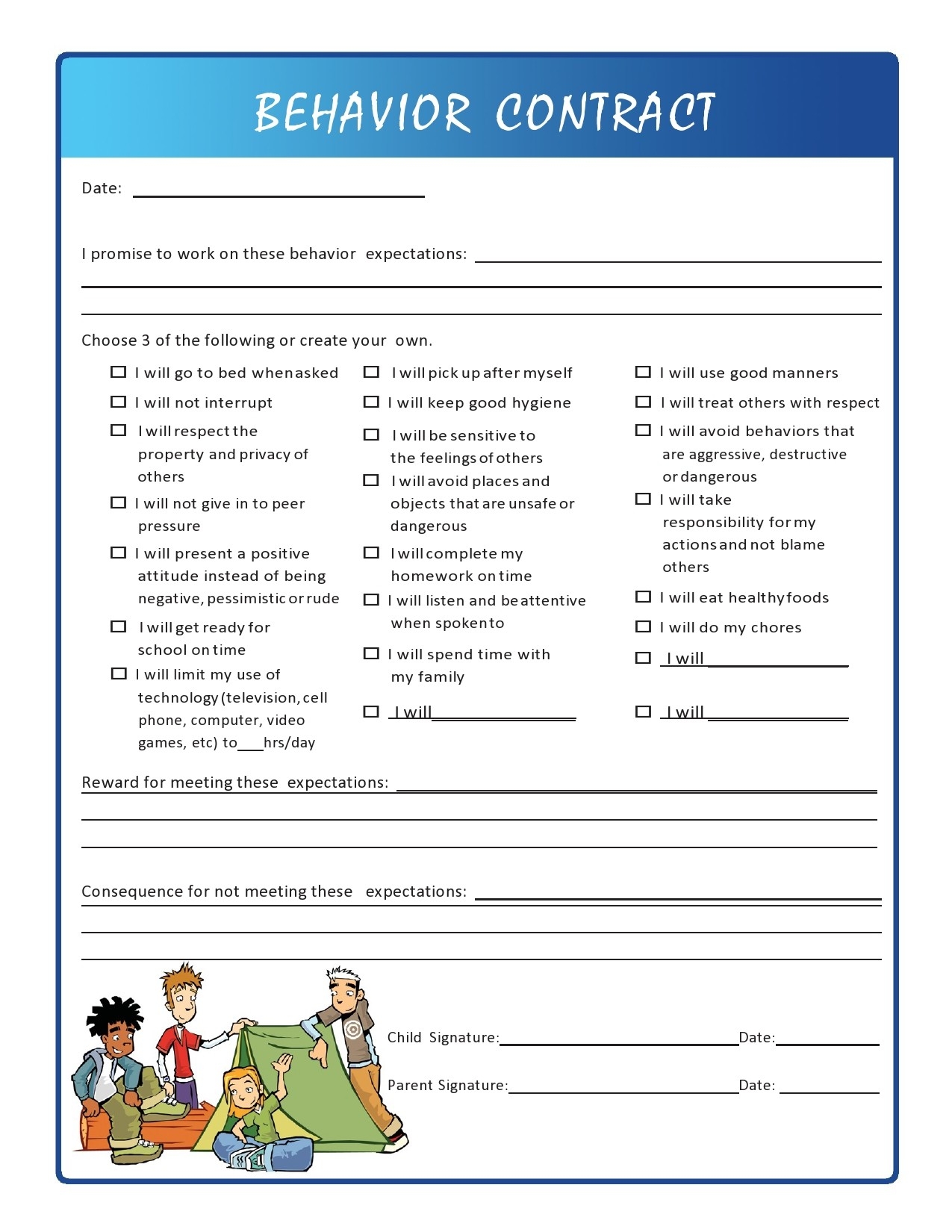 41 Effective Behavior Contract Templates Examples TemplateLab