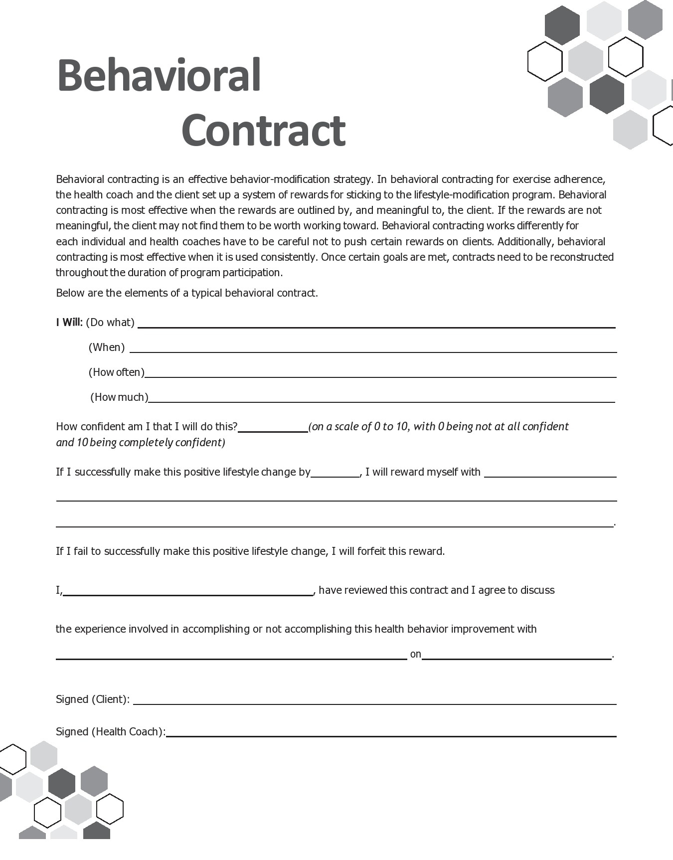 Free Printable Behavior Contract Template