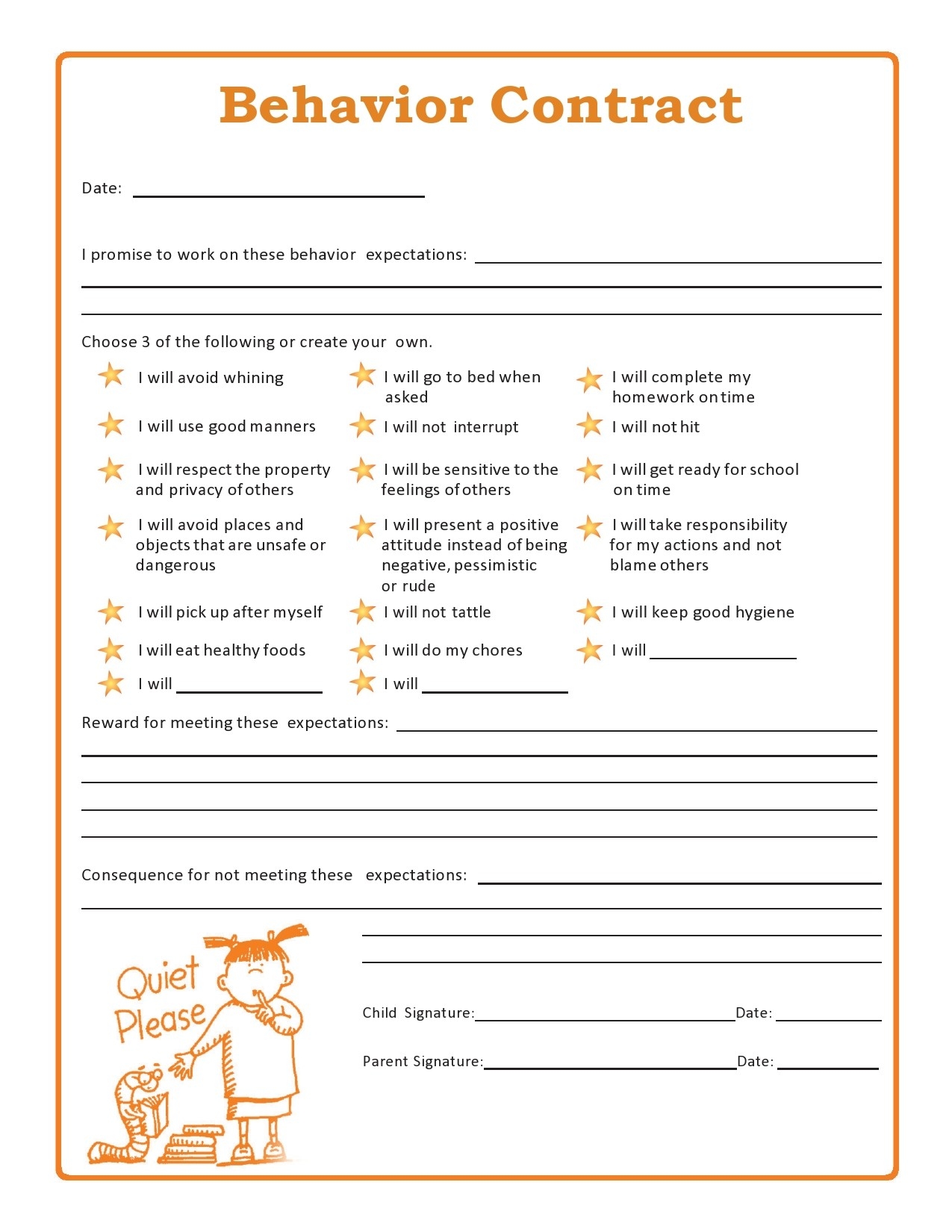 41 Effective Behavior Contract Templates Examples TemplateLab