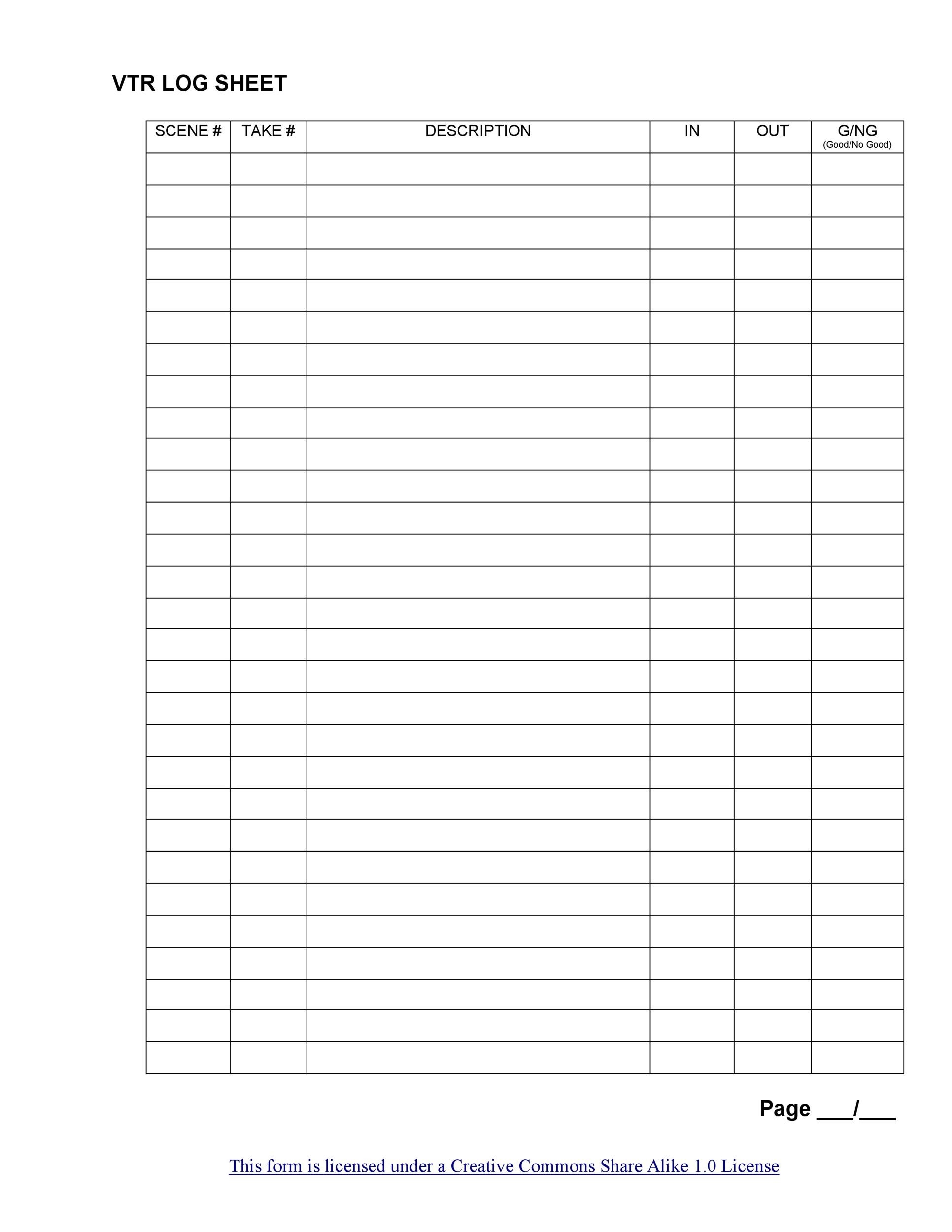 50 Printable Log Sheet Templates Direct Download TemplateLab