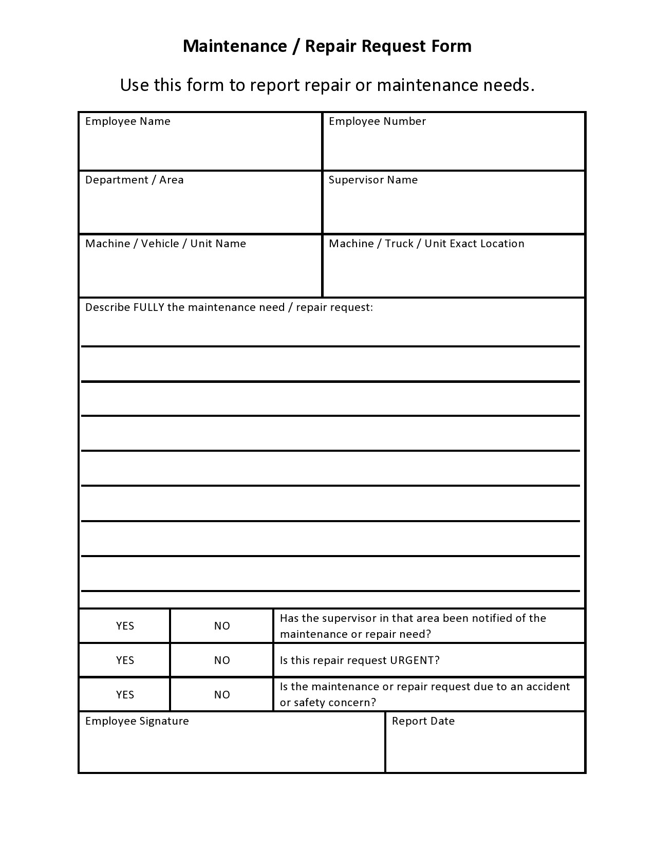 54 Maintenance Request Form Templates Free TemplateLab 54 Maintenance Request Form Templates Free TemplateLab