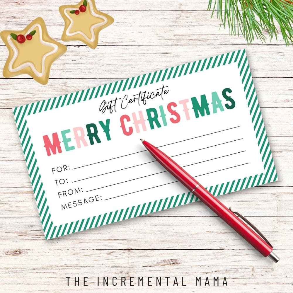 Free Printable Gift Certificates Templates Christmas