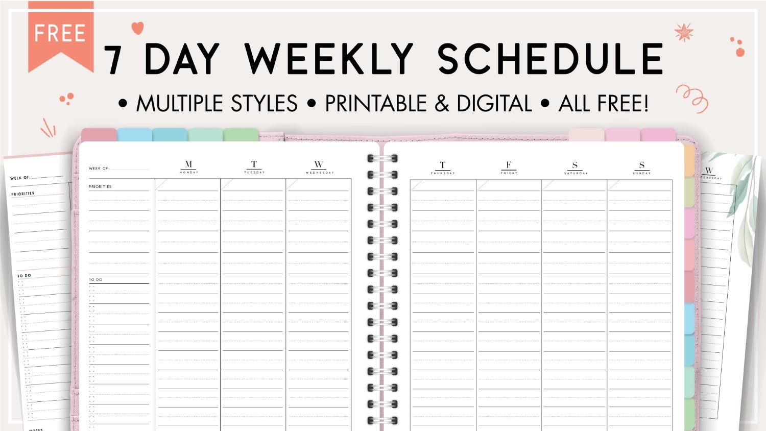 7 Day Printable Weekly Schedule Template 7 Day Printable Weekly Schedule Template