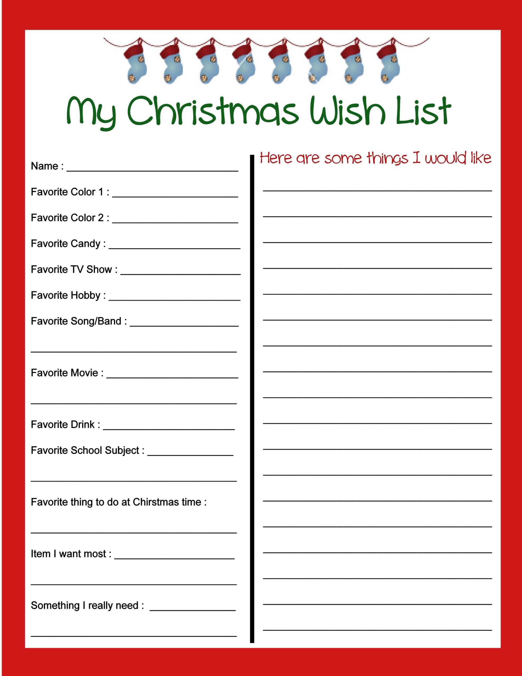 Christmas List Template Free Printable Christmas List Template Free Printable