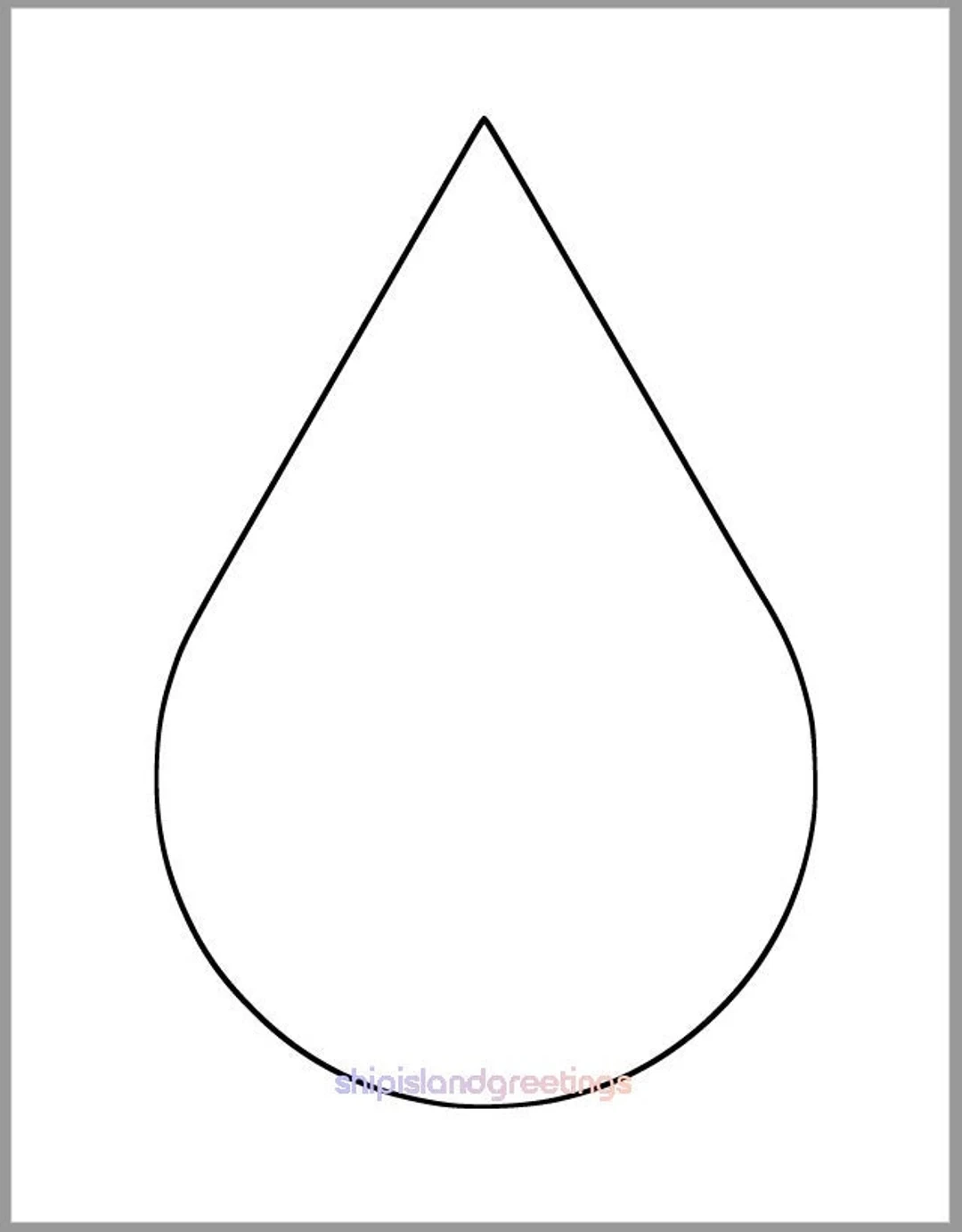 9 Inch Printable Rain Drop Template large Rain Drop Cutout baby Shower Decor weather Templates classroom Decor kids Crafts Etsy