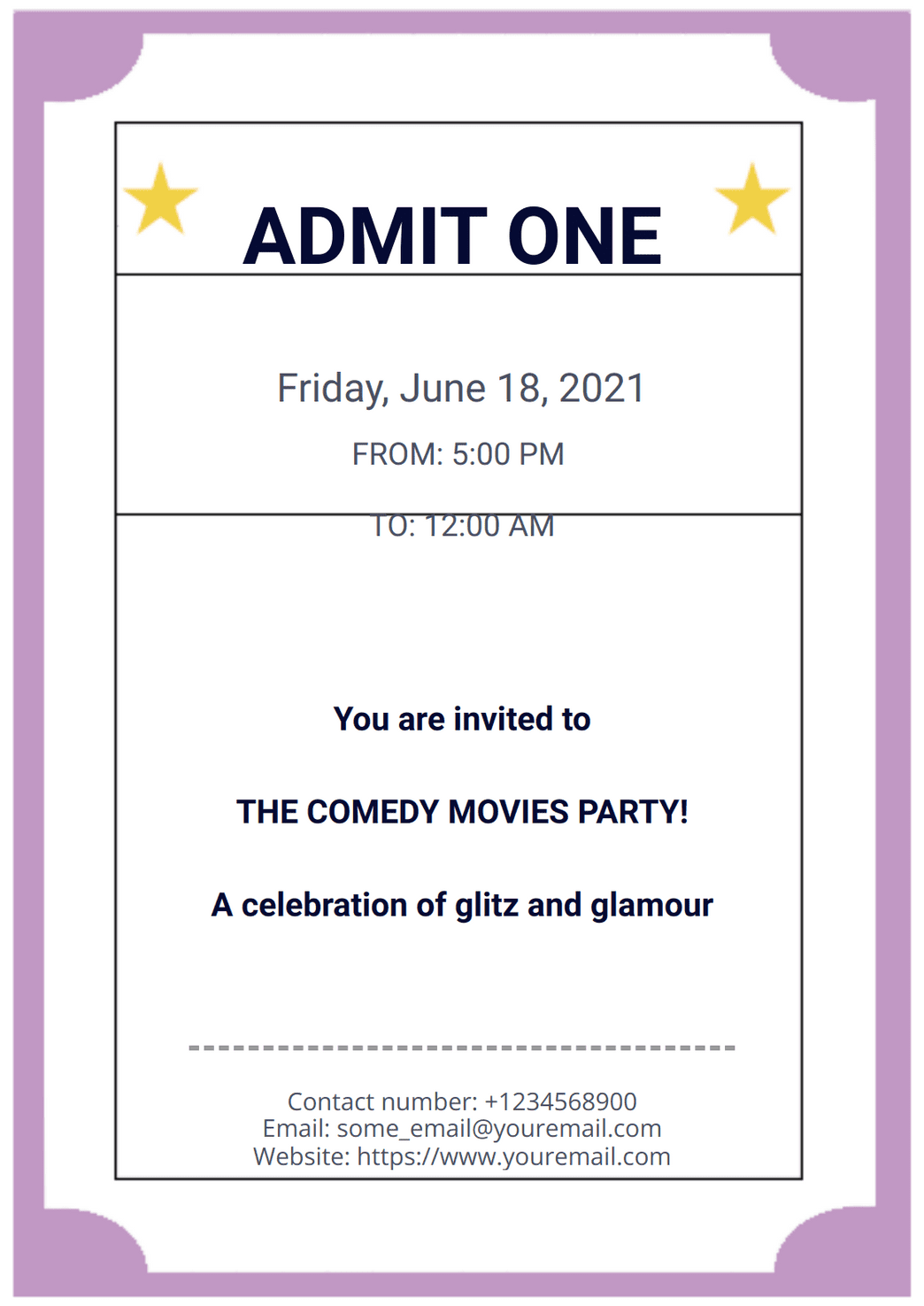 Admit One Ticket Template PDF Templates Jotform