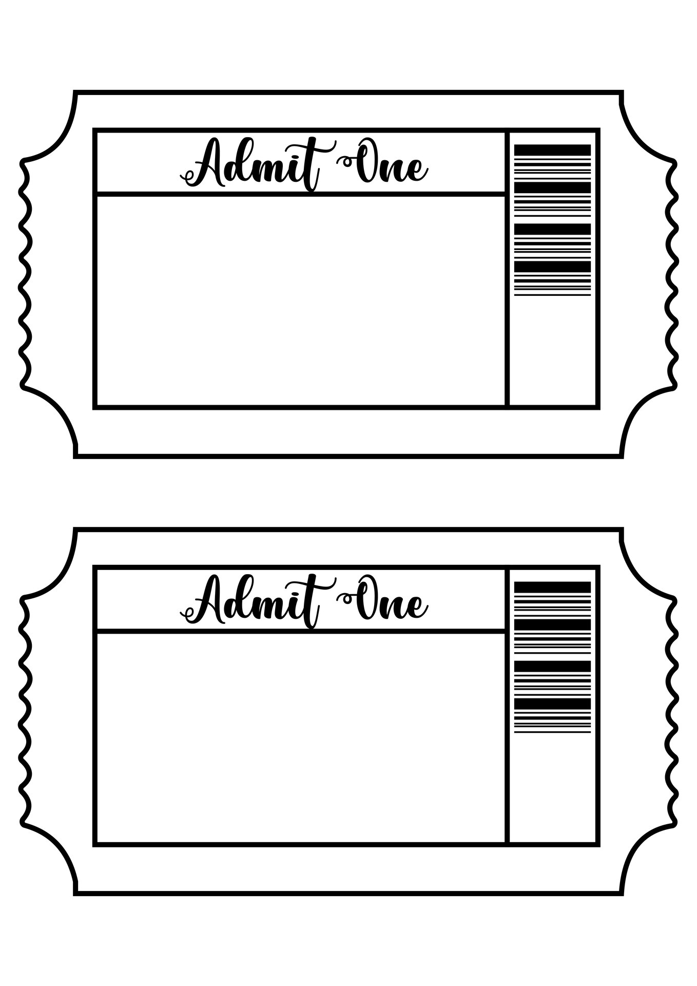Admit One Ticket Templates 10 Free PDF Printables Printablee Admit One Ticket Templates 10 Free PDF Printables Printablee