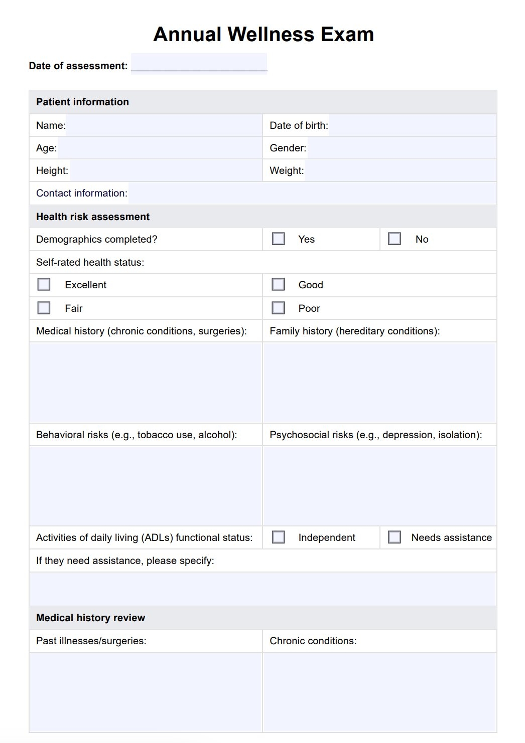 Annual Wellness Exam Annual Wellness Exam