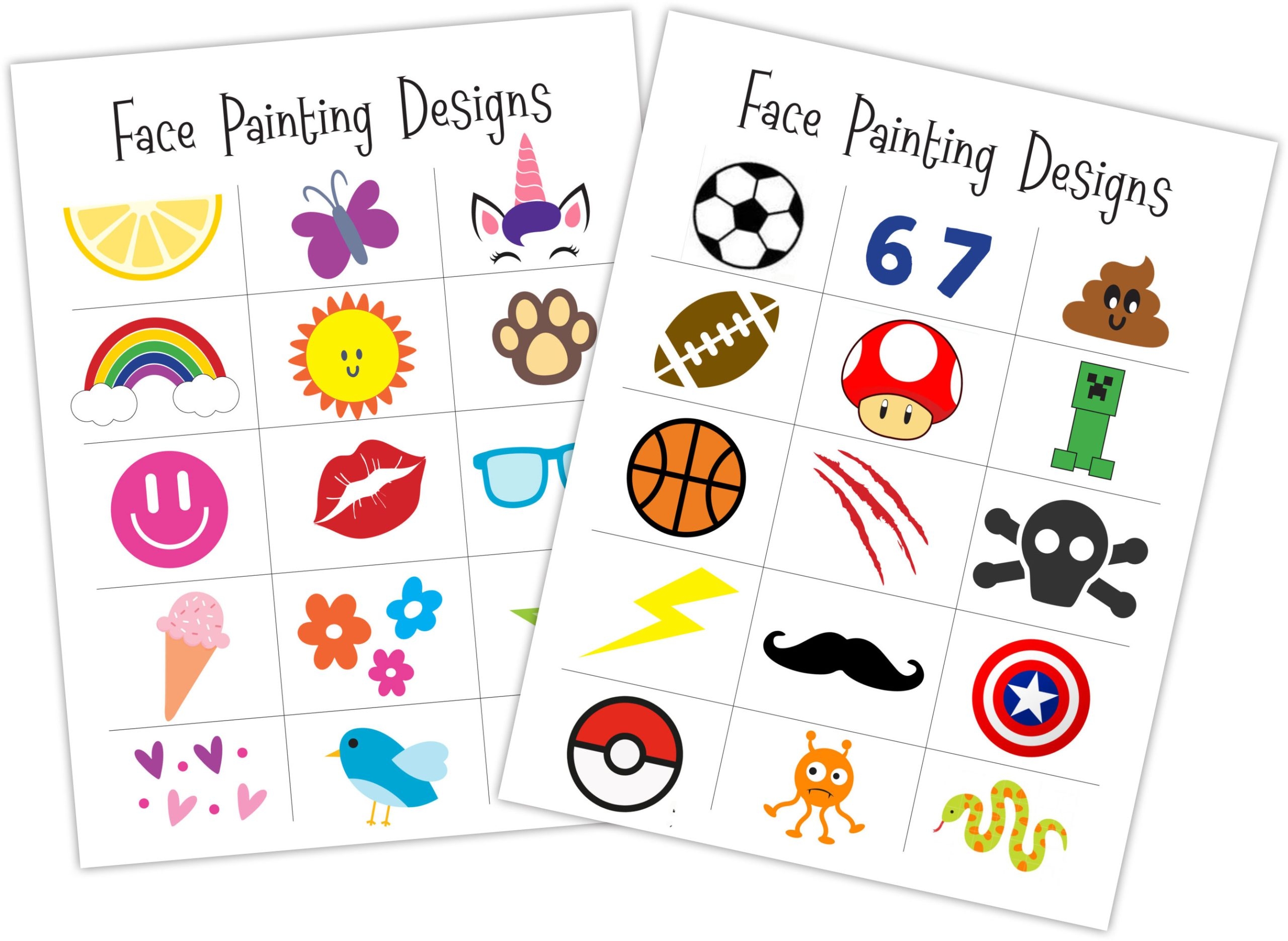 Beginner Face Painting Ideas For Kids printable PDF My Silly Squirts