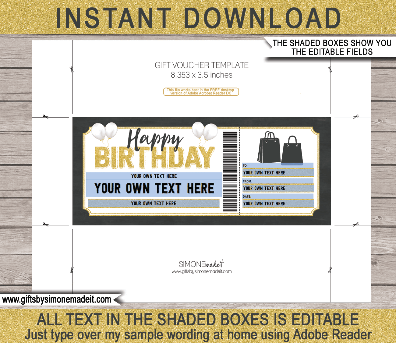 Birthday Shopping Spree Card Template Gift Certificate Voucher