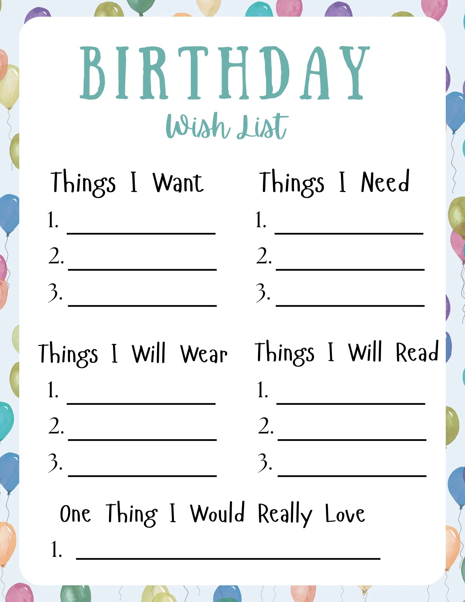 Birthday Wishlist Template 4 Different Templates To Make Your Own Birthday Wishlist Etsy