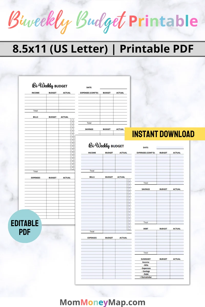 Free Printable Bi Weekly Budget Template