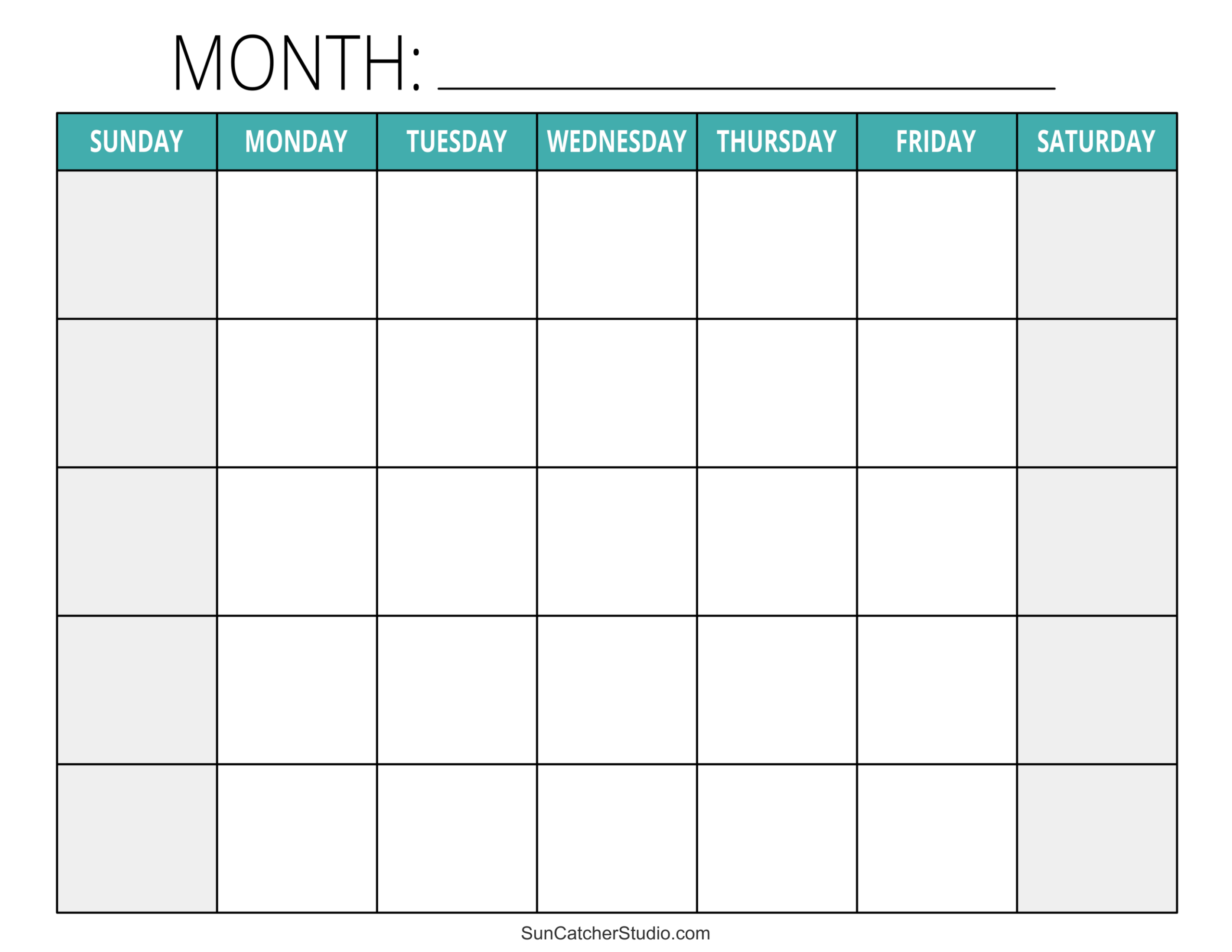 Blank Calendar Template Free Printable