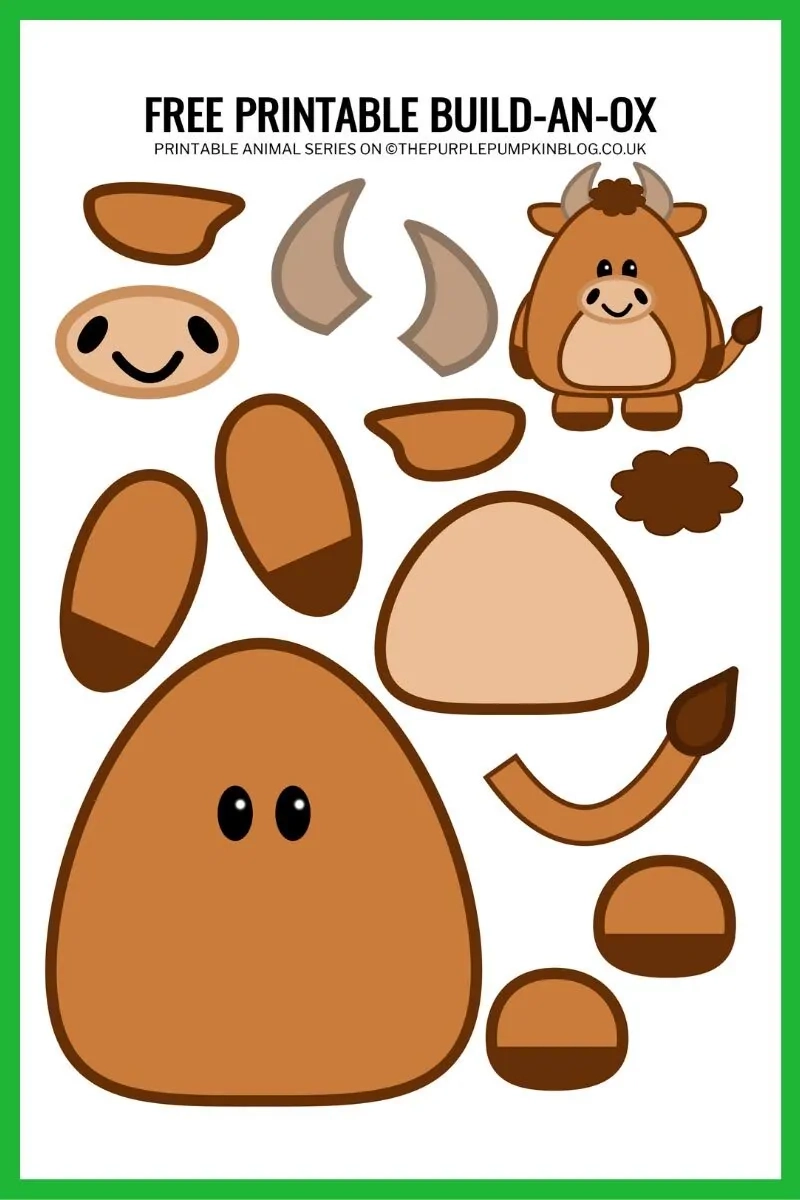 Build An Ox Free Printable Paper Ox Template Craft Build An Ox Free Printable Paper Ox Template Craft