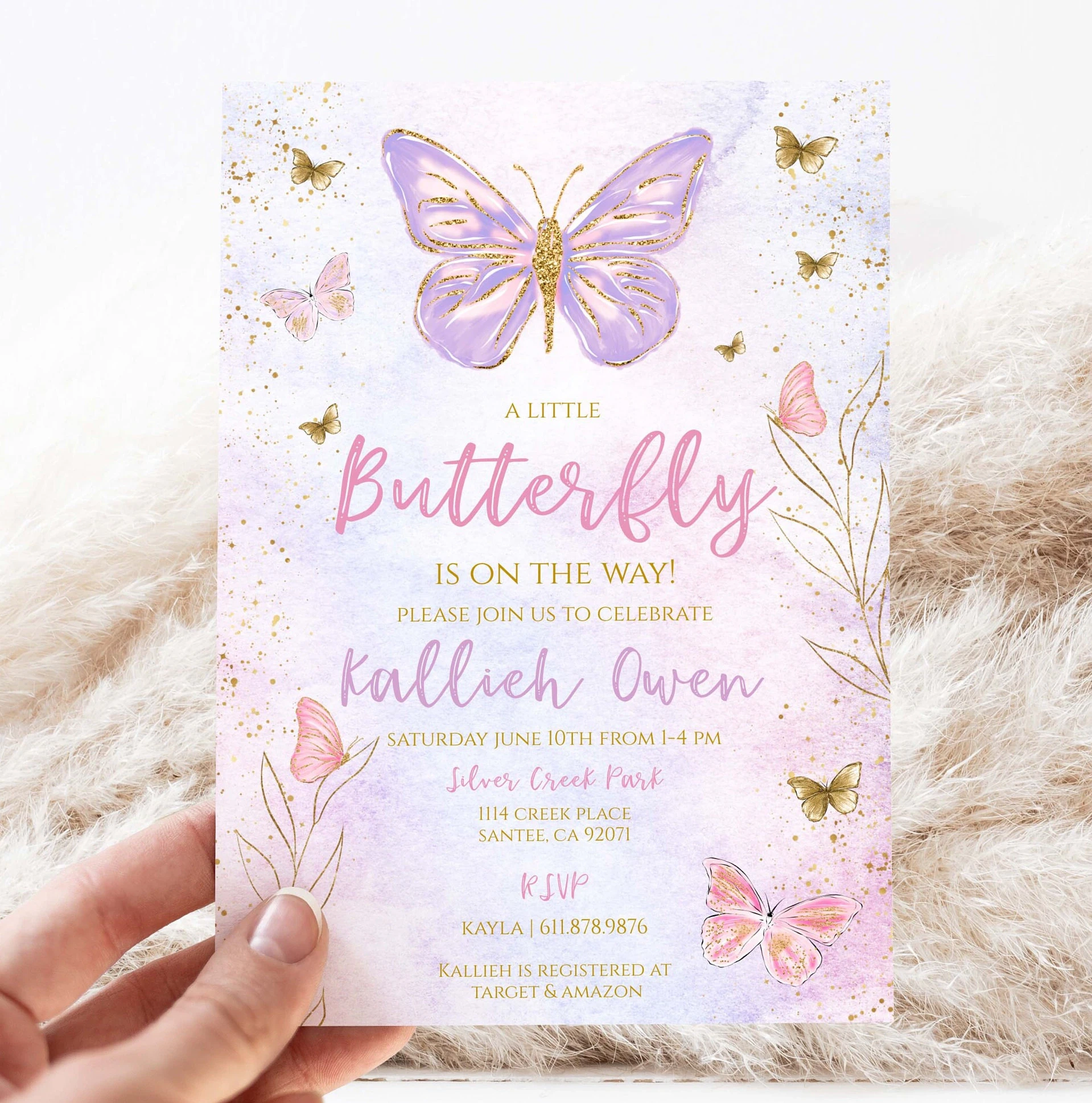 Printable Blank Butterfly Invitation Template