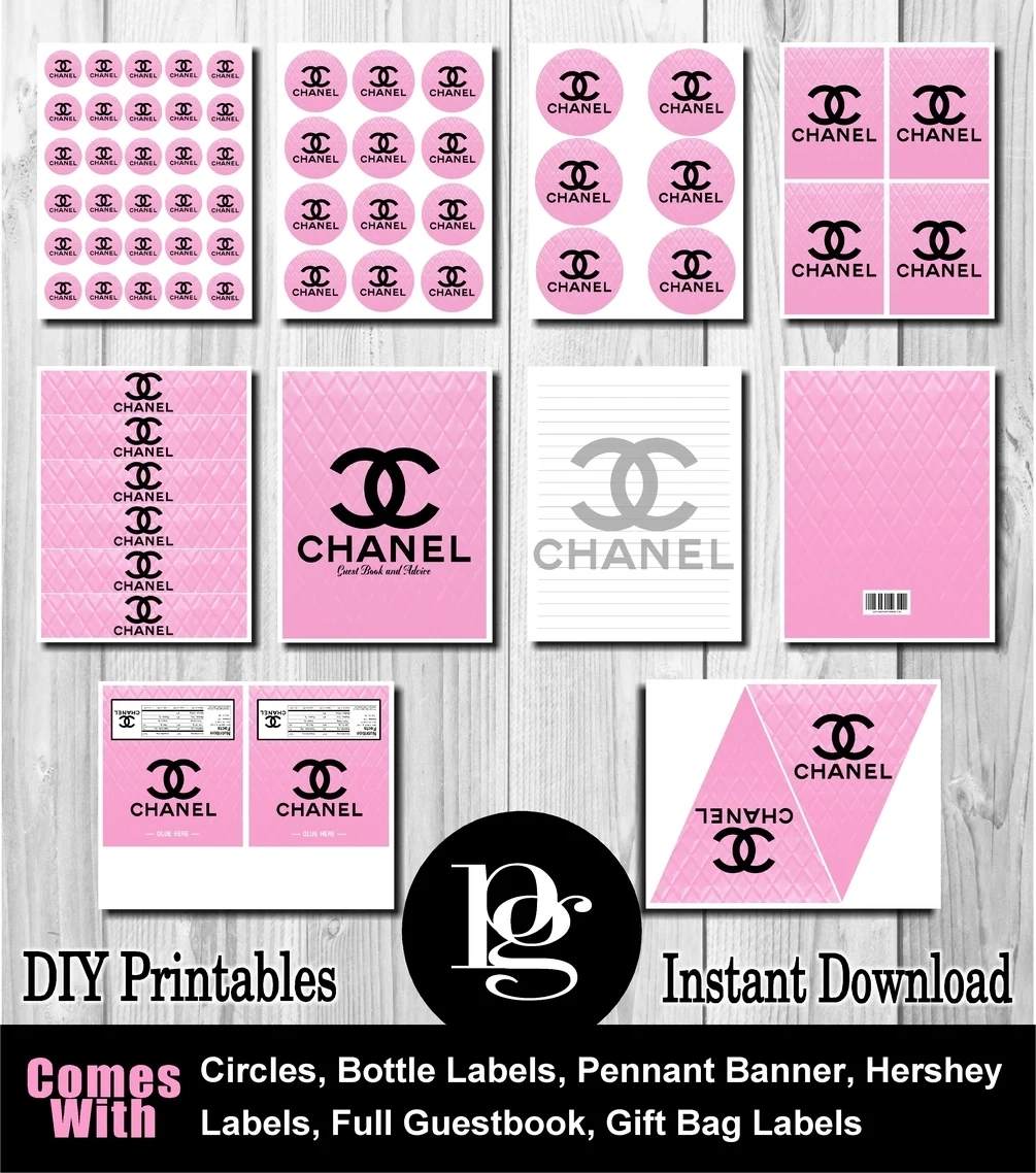 Chanel Printable pink Black 