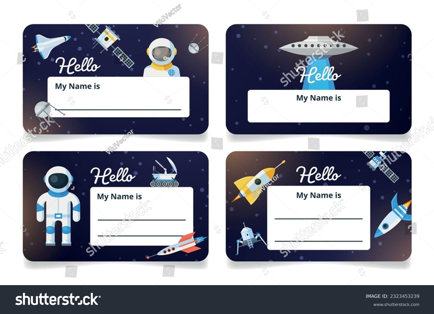 Childish Name Tags Space Astronaut Cosmos Stock Vector Royalty Free 2323453239 Shutterstock