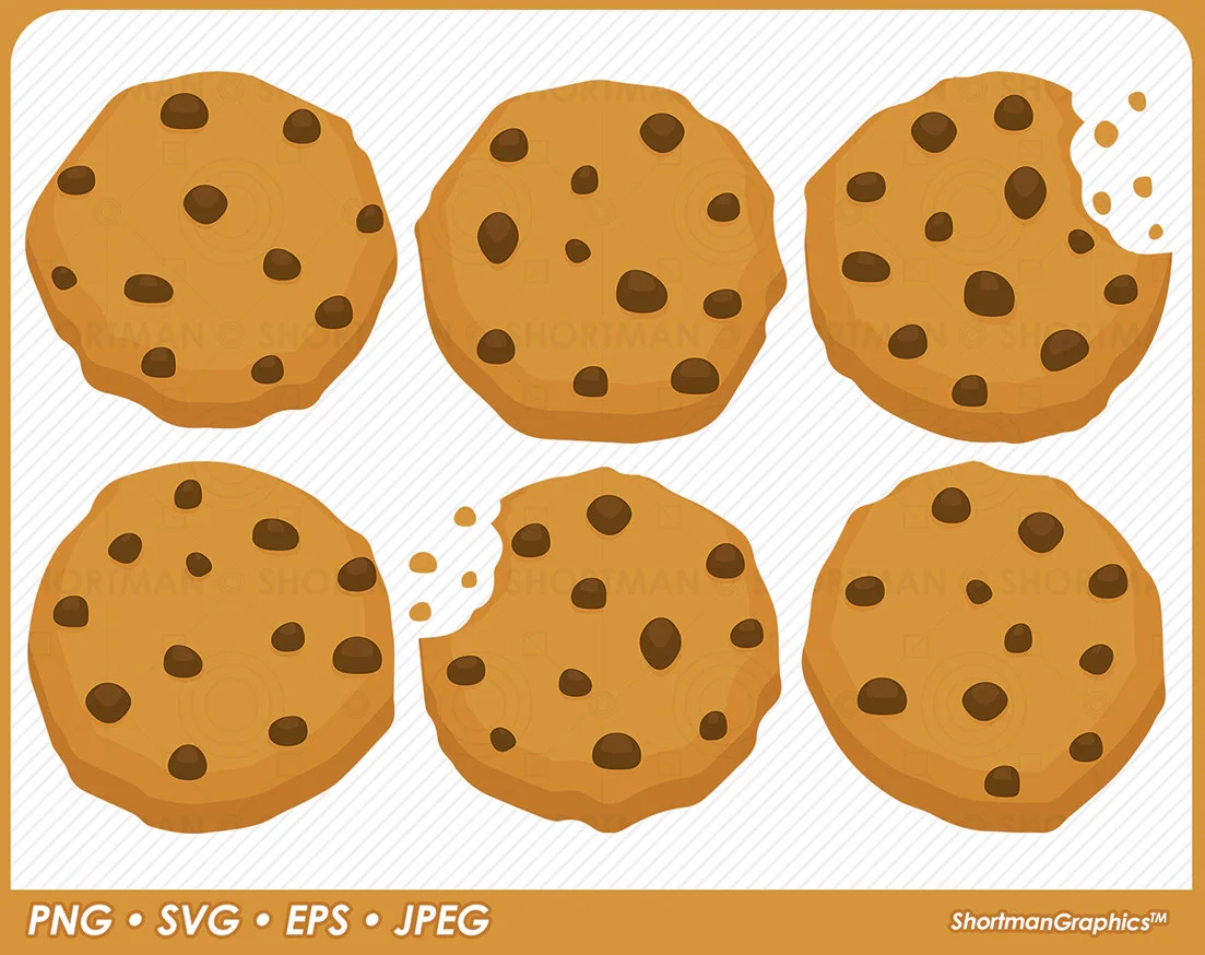 Chocolate Chip Cookie Clipart SVG PNG Download Etsy